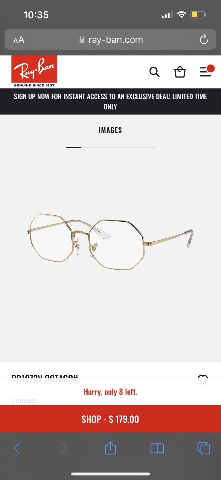 RayBan Ray ban Octagon 1972 clear hood frames sz 54/ 19 Size ONE SIZE - 2 Thumbnail