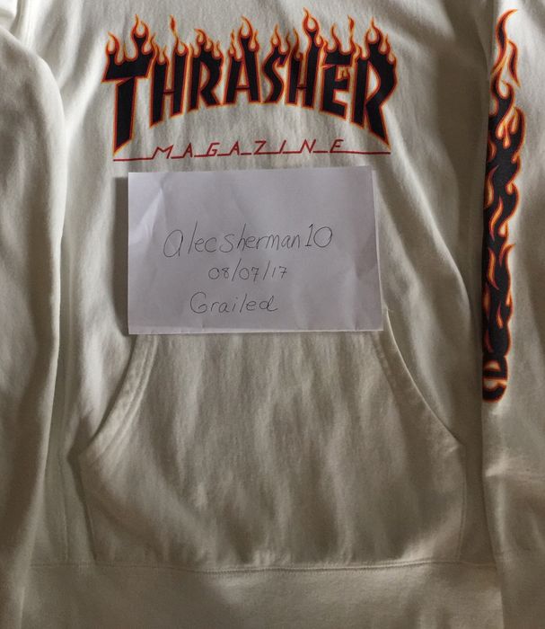 Supreme Supreme X Thrasher Flame Hoodie White Size Medium | Grailed