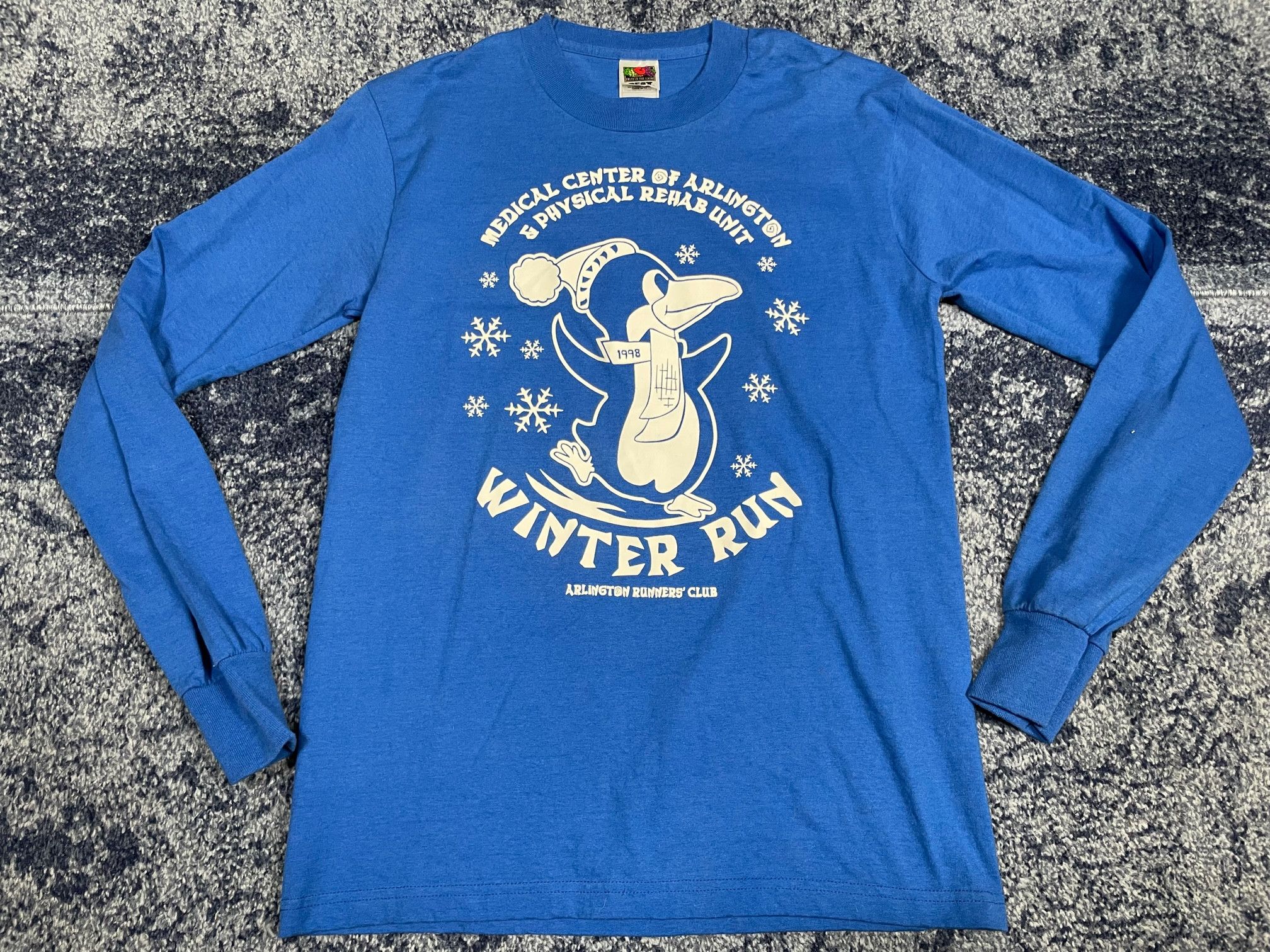 Vintage Winter run blue long sleeve t shirt penguin made in usa Size US M / EU 48-50 / 2 - 1 Thumbnail
