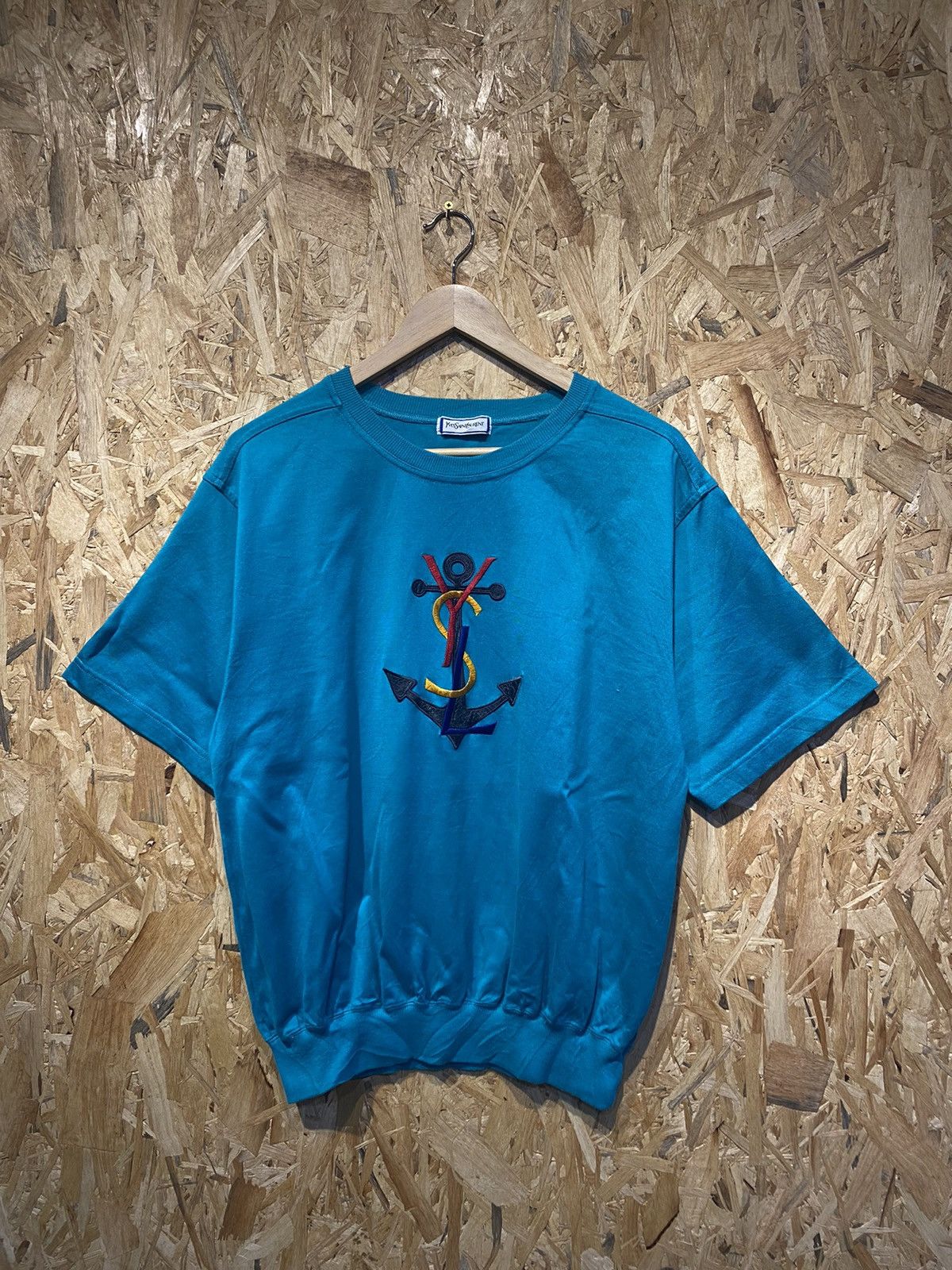 RARE YVES SAINT LAURENT ANCHOR TRICOLOUR EMBROIDERY LOGO