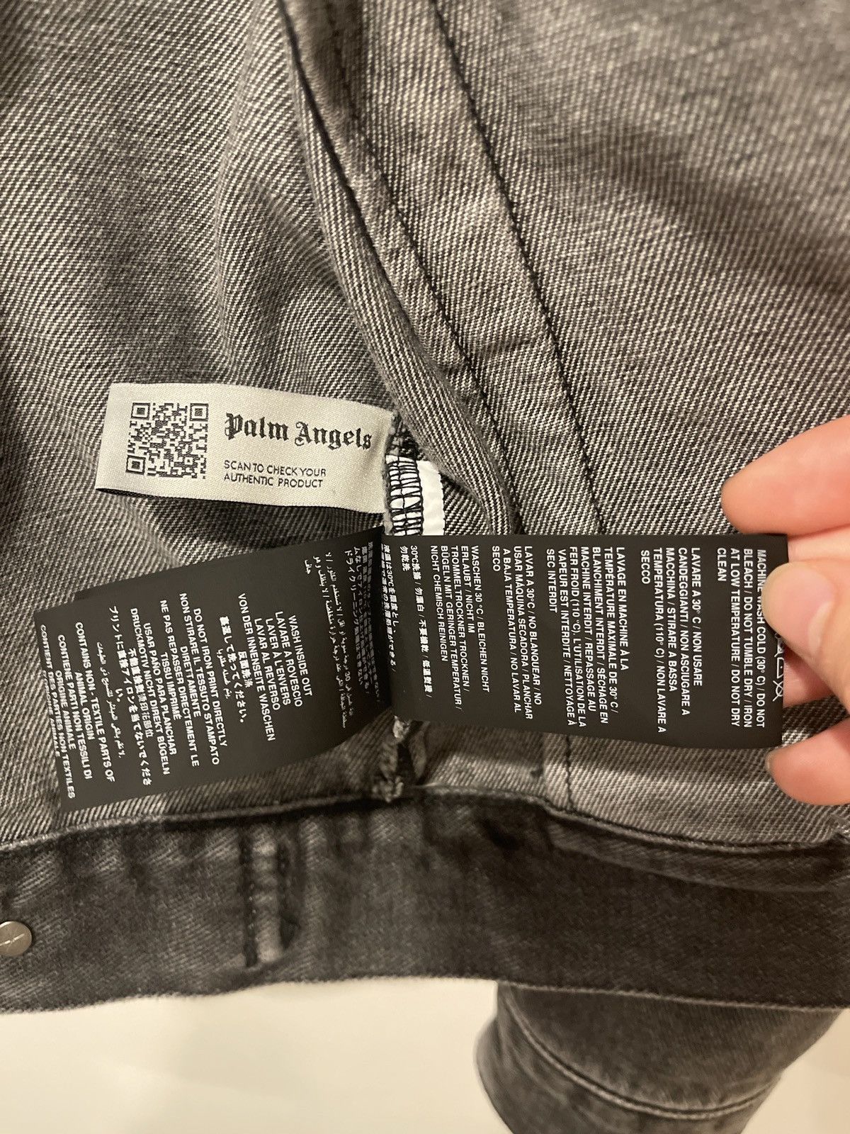 Palm Angels PALM ANGELS Printed Back Logo Black Wash Denim Jacket Size US S / EU 44-46 / 1 - 4 Thumbnail