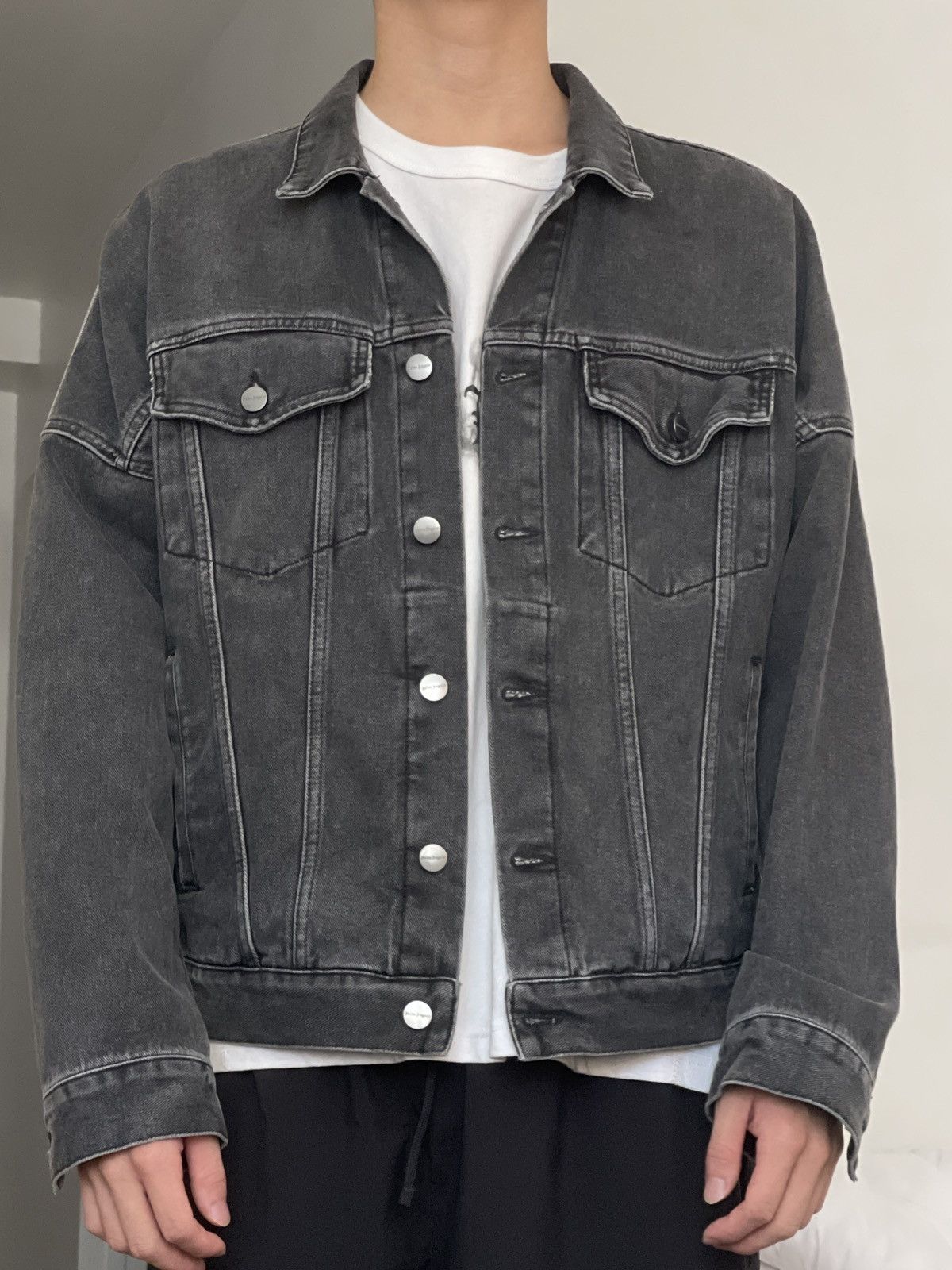Palm Angels PALM ANGELS Printed Back Logo Black Wash Denim Jacket Size US S / EU 44-46 / 1 - 10 Thumbnail