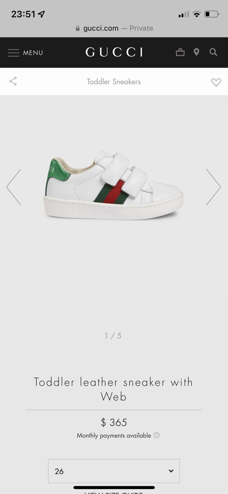 Gucci Gucci Toddler Leather Sneaker Size US 9 / EU 42 - 10 Thumbnail