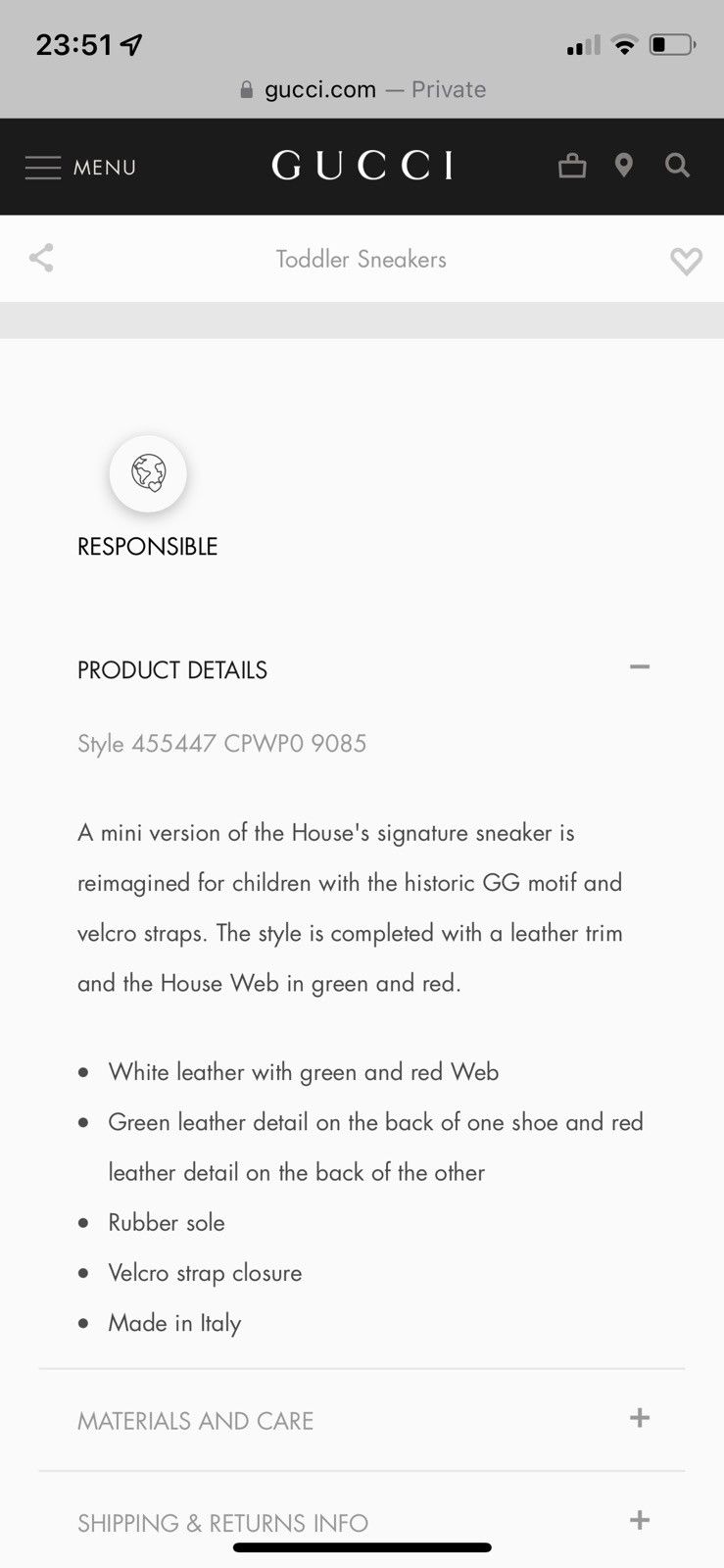 Gucci Gucci Toddler Leather Sneaker Size US 9 / EU 42 - 11 Thumbnail