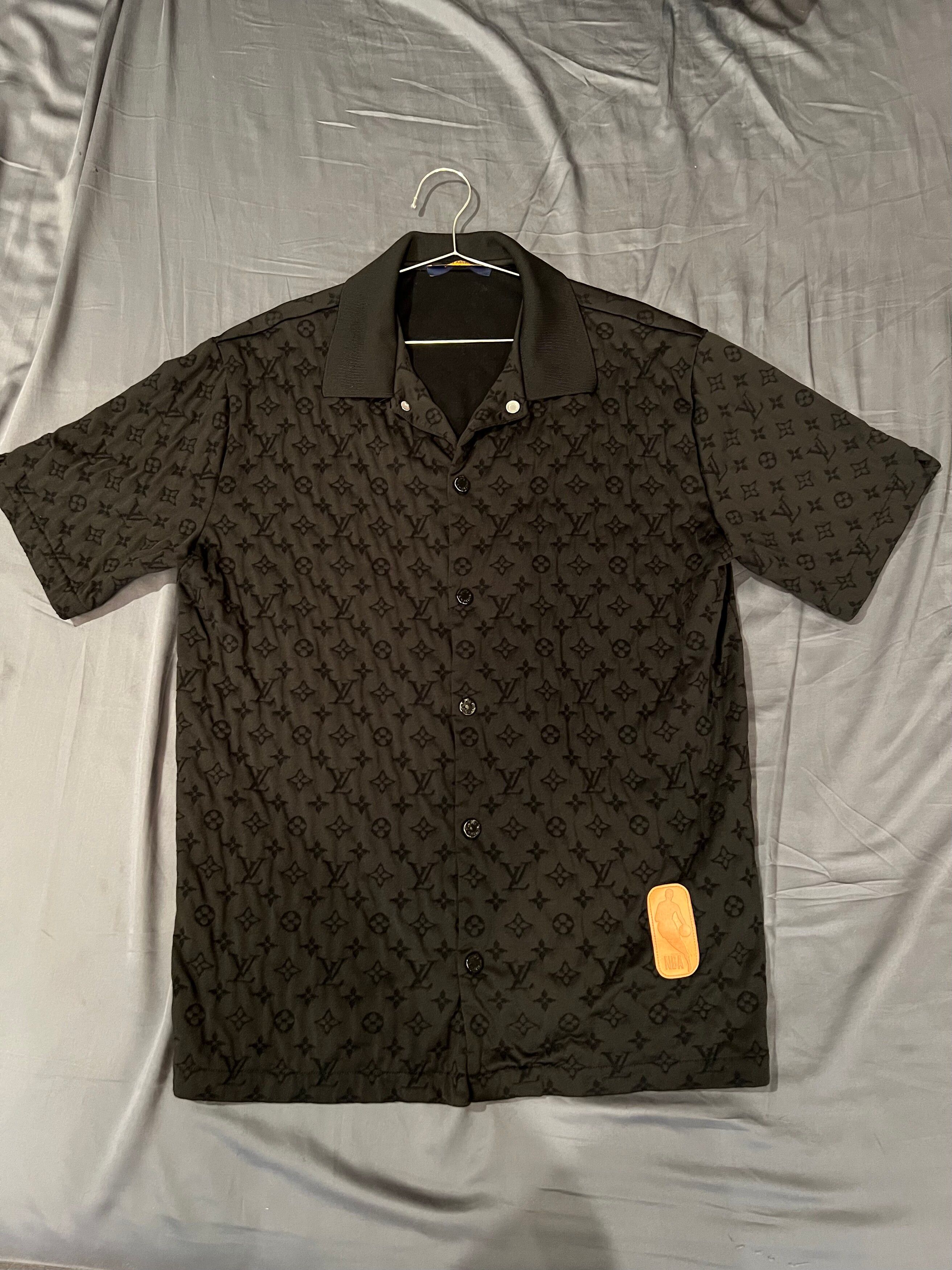 Shop Louis Vuitton Lvxnba Monogram Buttoned Shirt (1A8X15, 1A8X14