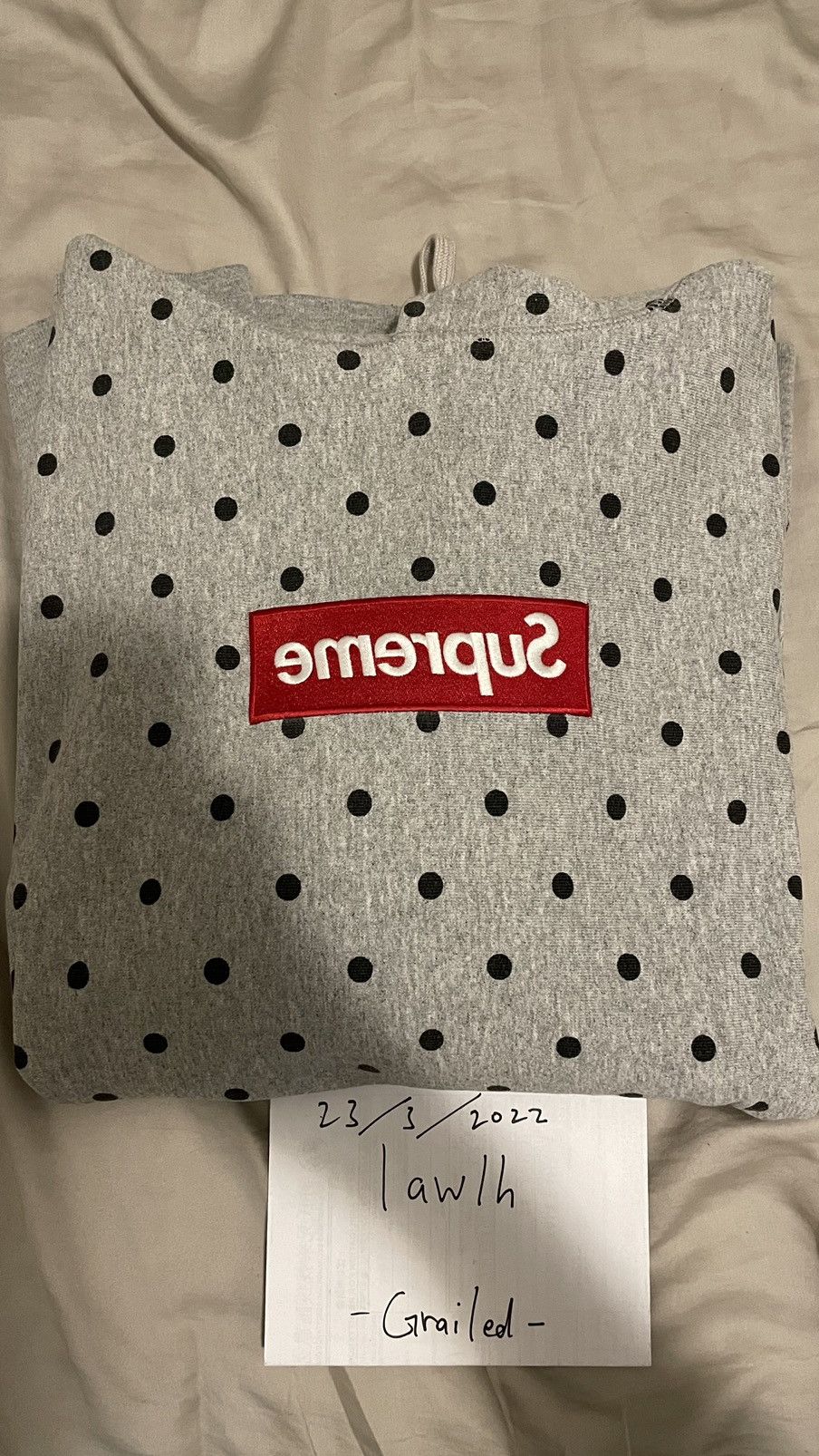 Supreme cdg shops polka dot hoodie grey