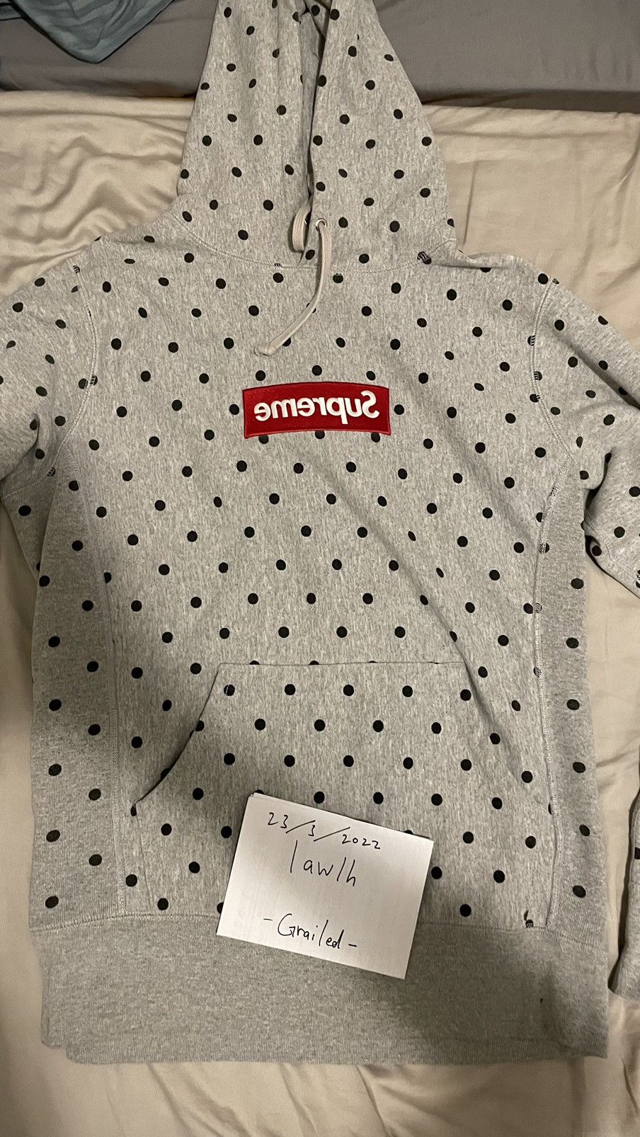 Supreme x Comme des Garçons SHIRT Polka Dot Box Logo Hooded Sweatshirt  'Heather Grey