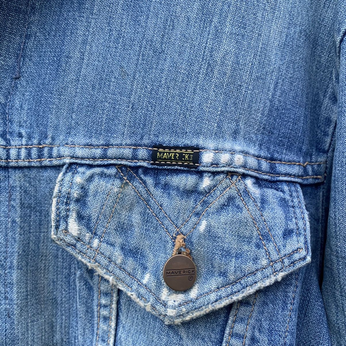Vintage DESTROYED🔥Vintage 80’s Mavericks Denim Trucker Jacket Size US M / EU 48-50 / 2 - 4 Thumbnail