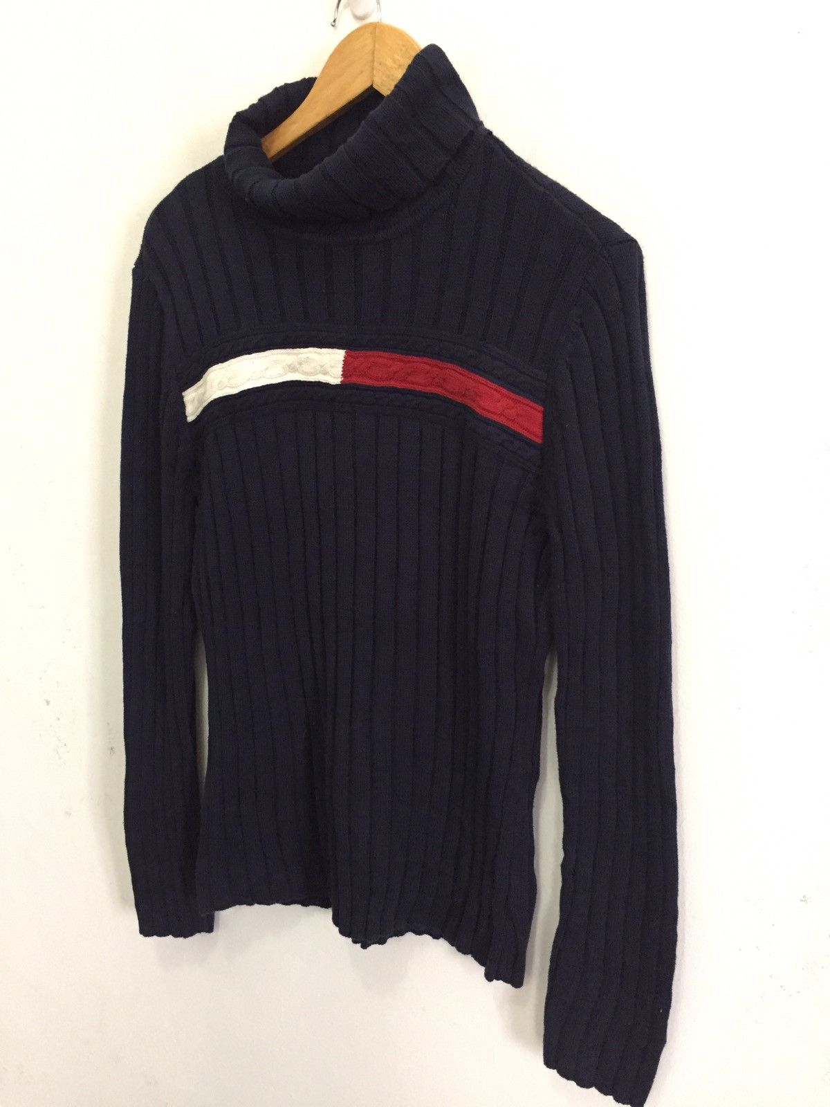 Tommy Hilfiger Chest Trademark Flag Logo Turtle Neck Knitwear Jumper Size US M / EU 48-50 / 2 - 2 Thumbnail