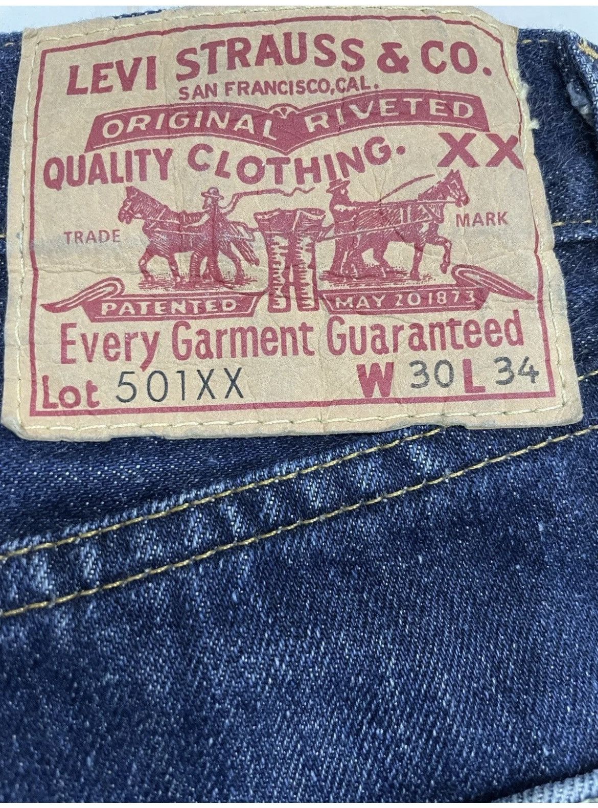 Levi's Levis 501XX Reproduction hidden rivet redline 30X34 V-Stich Size US 30 / EU 46 - 6 Thumbnail