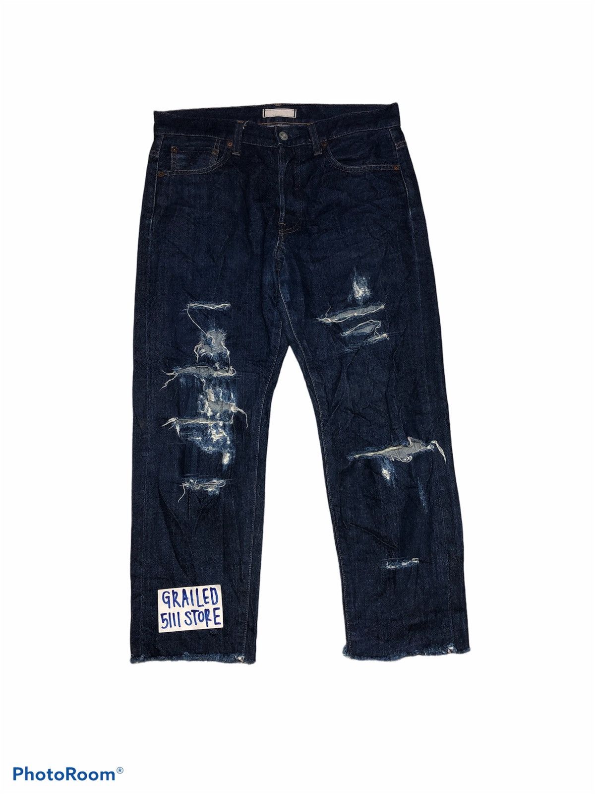 DISTRESSED CROPPED REDLINE SELVEDGE DENIM by Uniqlo