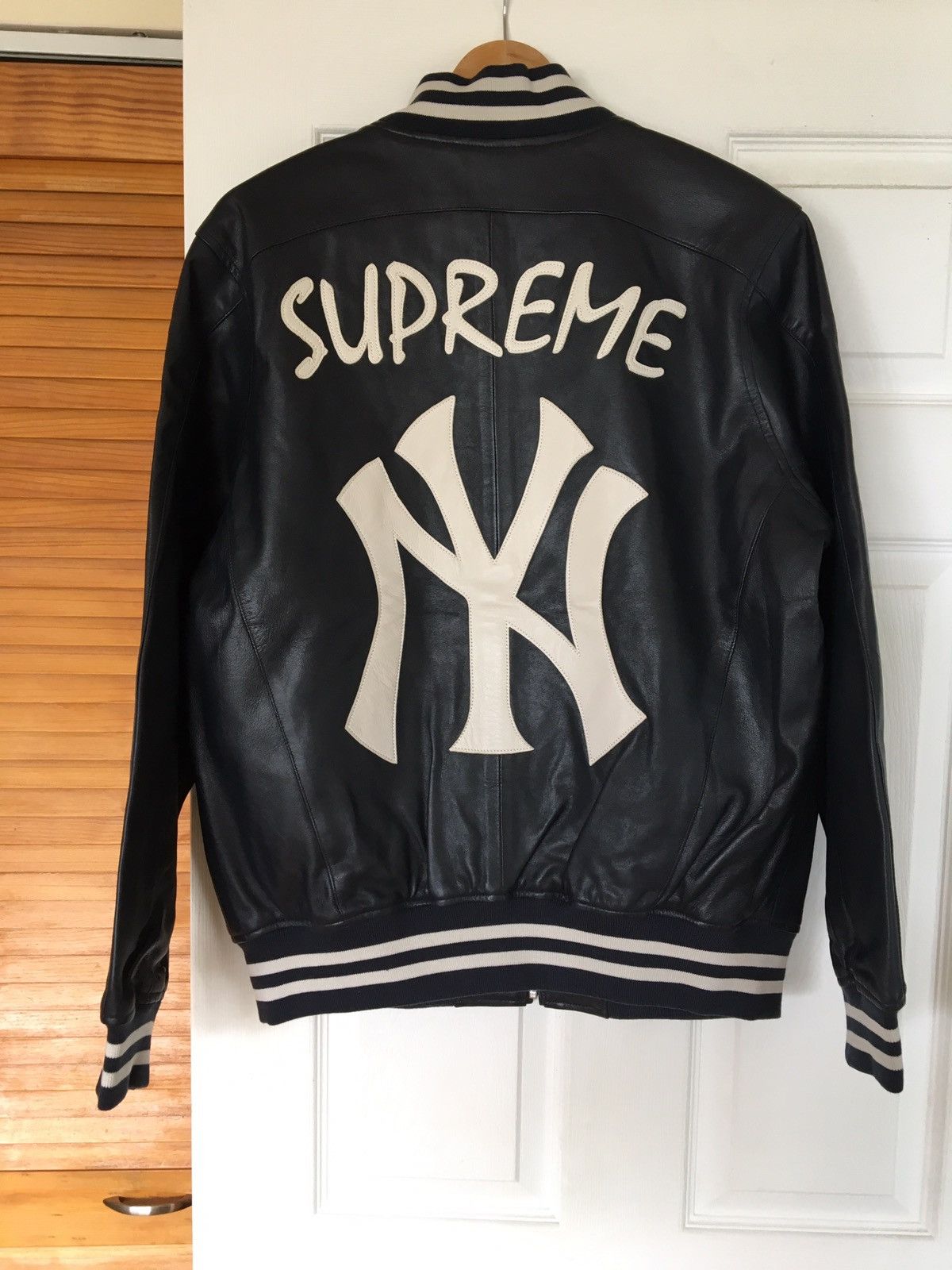 Supreme NewYork Yankees 47 brand LEATHER VARSITY JACKET 2015SS