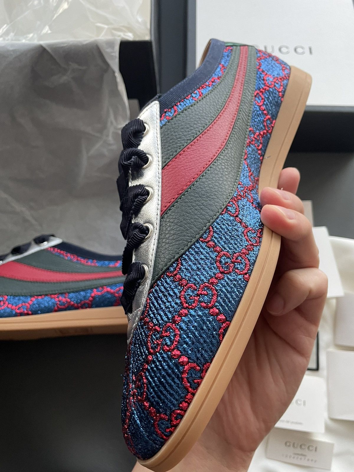 Gucci Super Runway GG Logo Limited Edition ACE Leather Sneaker Size US 8 / EU 41 - 11 Thumbnail