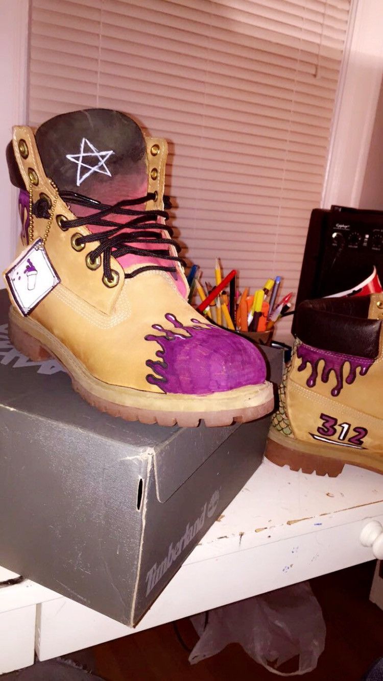 Timberland Custom Purple Drank Timberlands Grailed