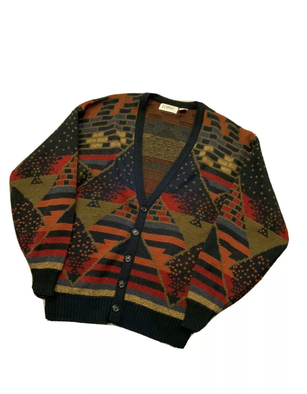 Vintage 80s Southwestern Aztec Geometric Cardigan Sweater