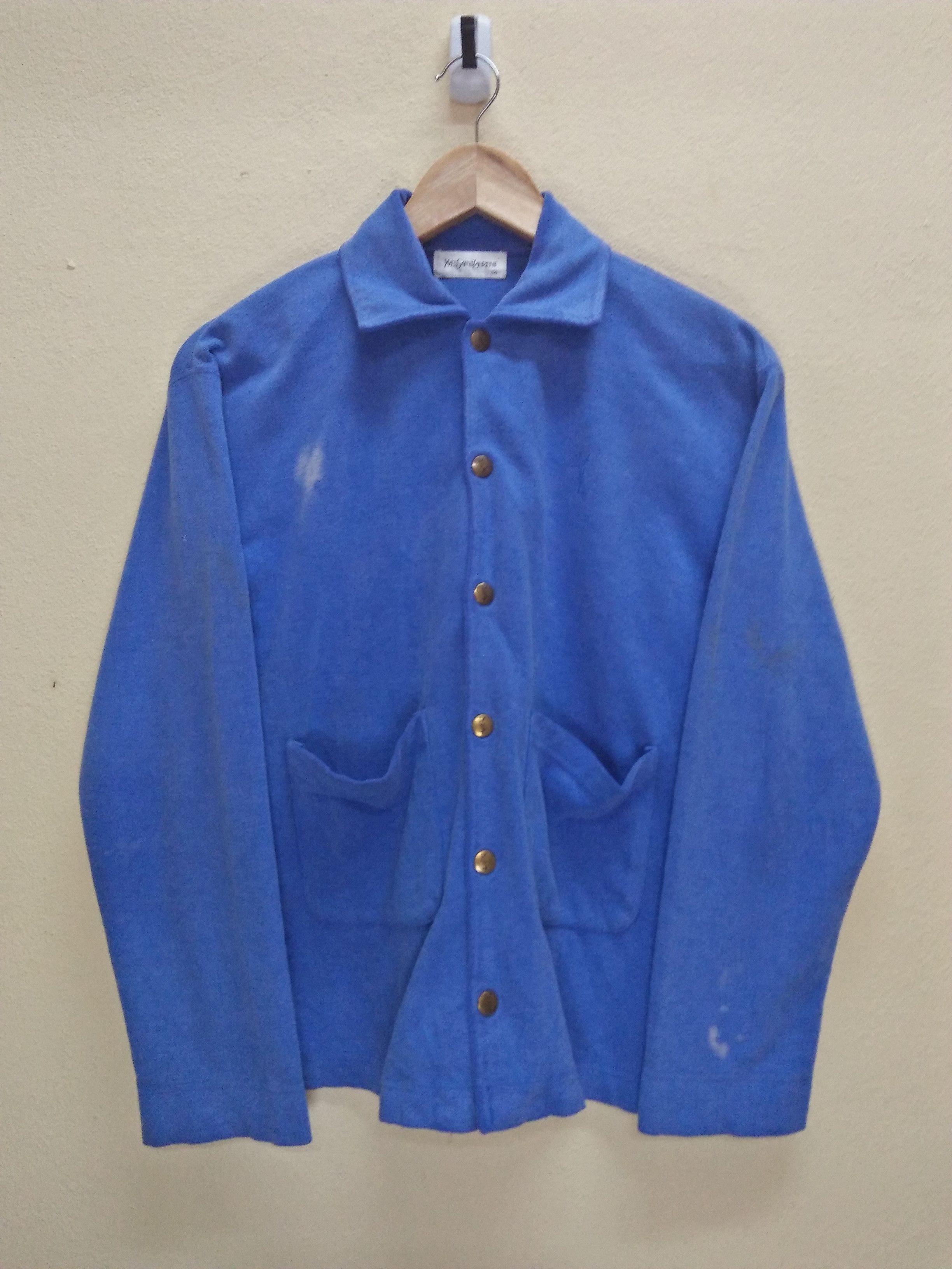 YSL Yves Saint Laurent Vintage Embroidered Blue Shirts.