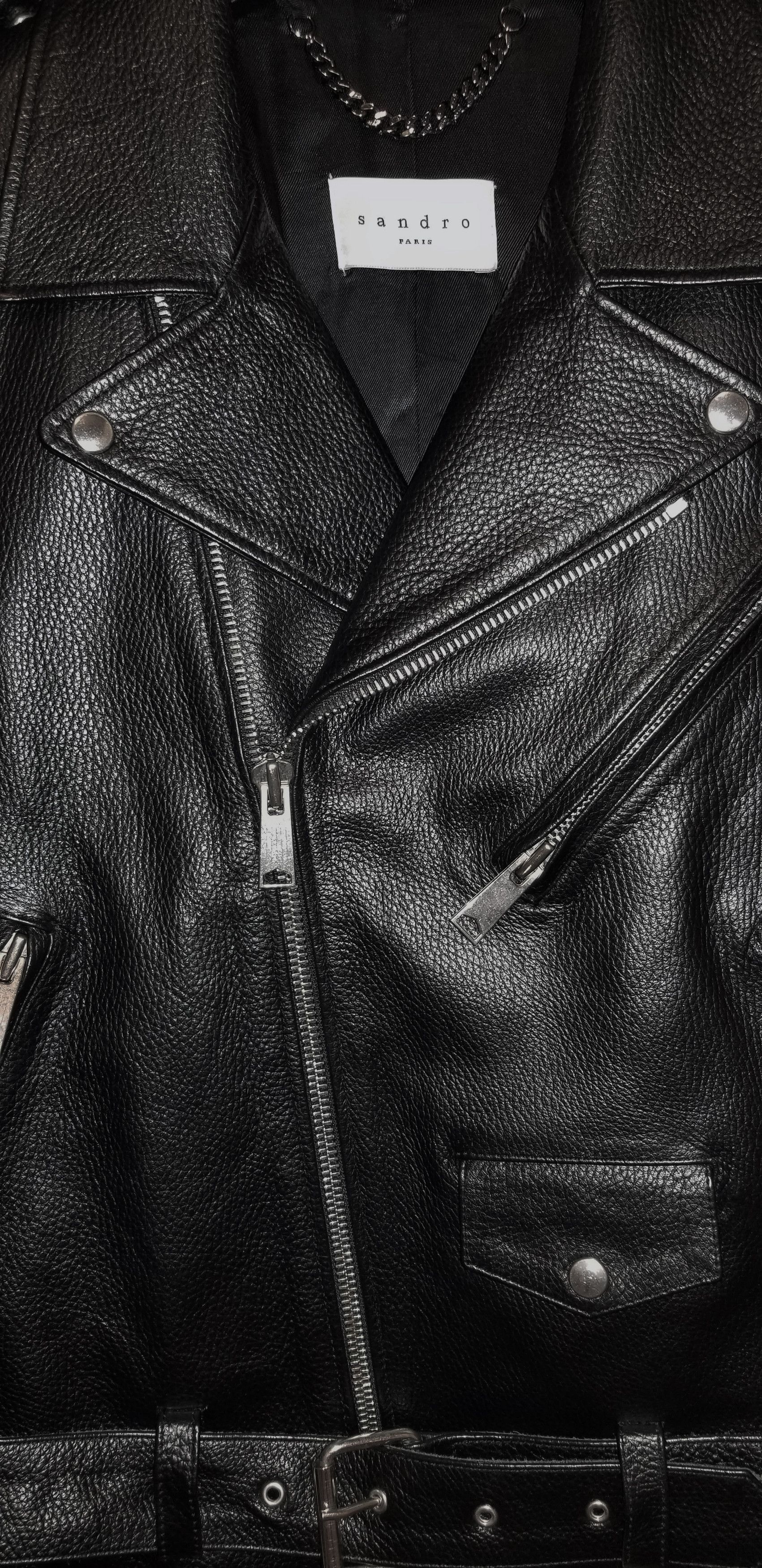 Sandro Sandro Calf Leather Biker Jacket Size US S / EU 44-46 / 1 - 4 Thumbnail