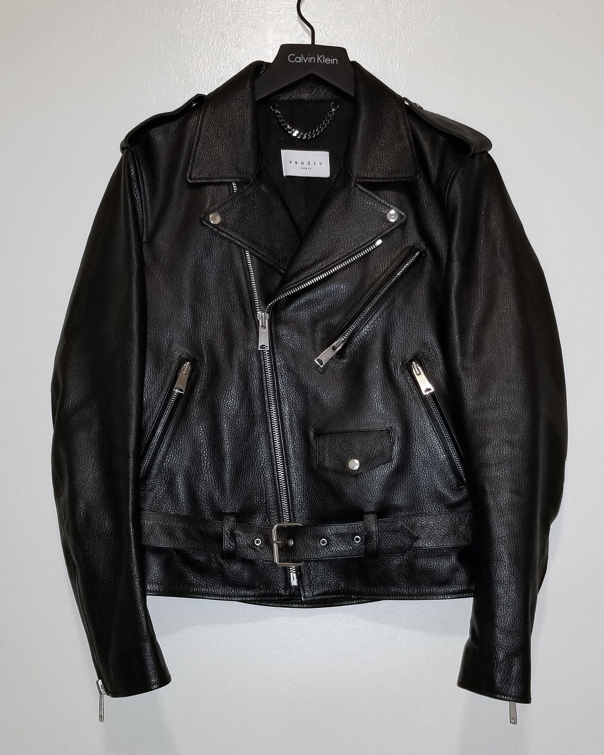 Sandro Sandro Calf Leather Biker Jacket Size US S / EU 44-46 / 1 - 1 Thumbnail