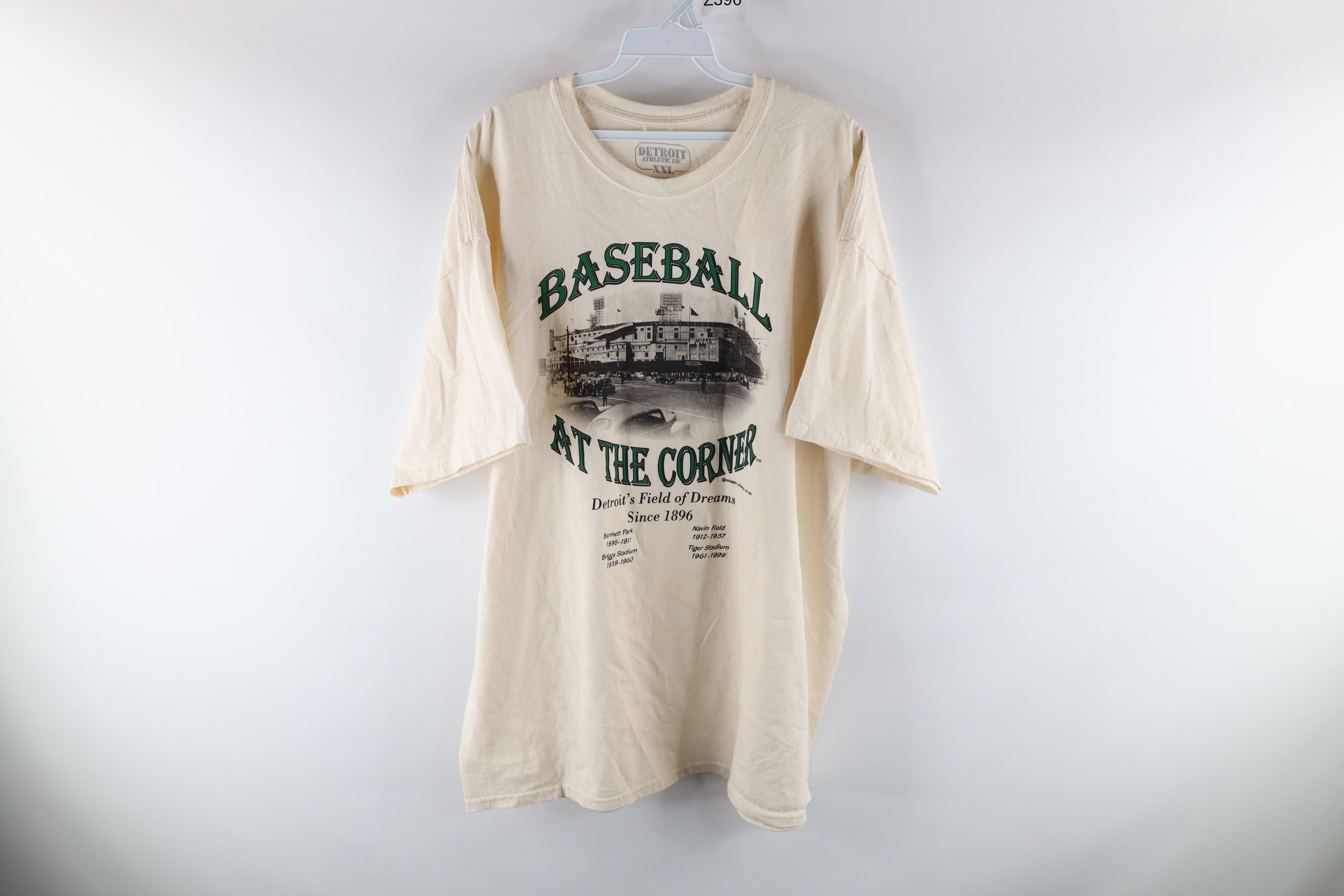 Baseball At The Corner Antique Cream T-shirt - Vintage Detroit