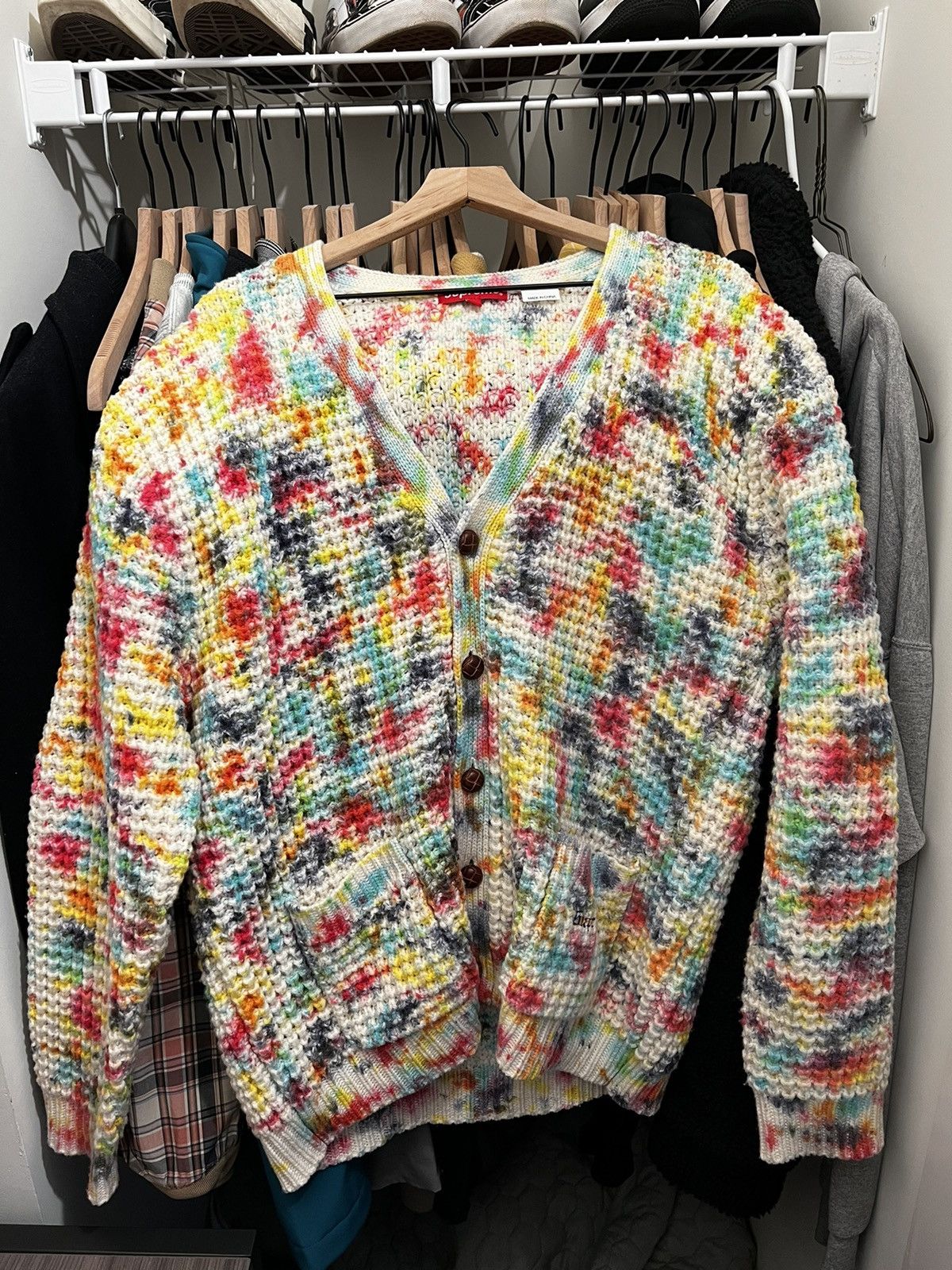 Supreme supreme waffle knit cardigan tie dye | Grailed