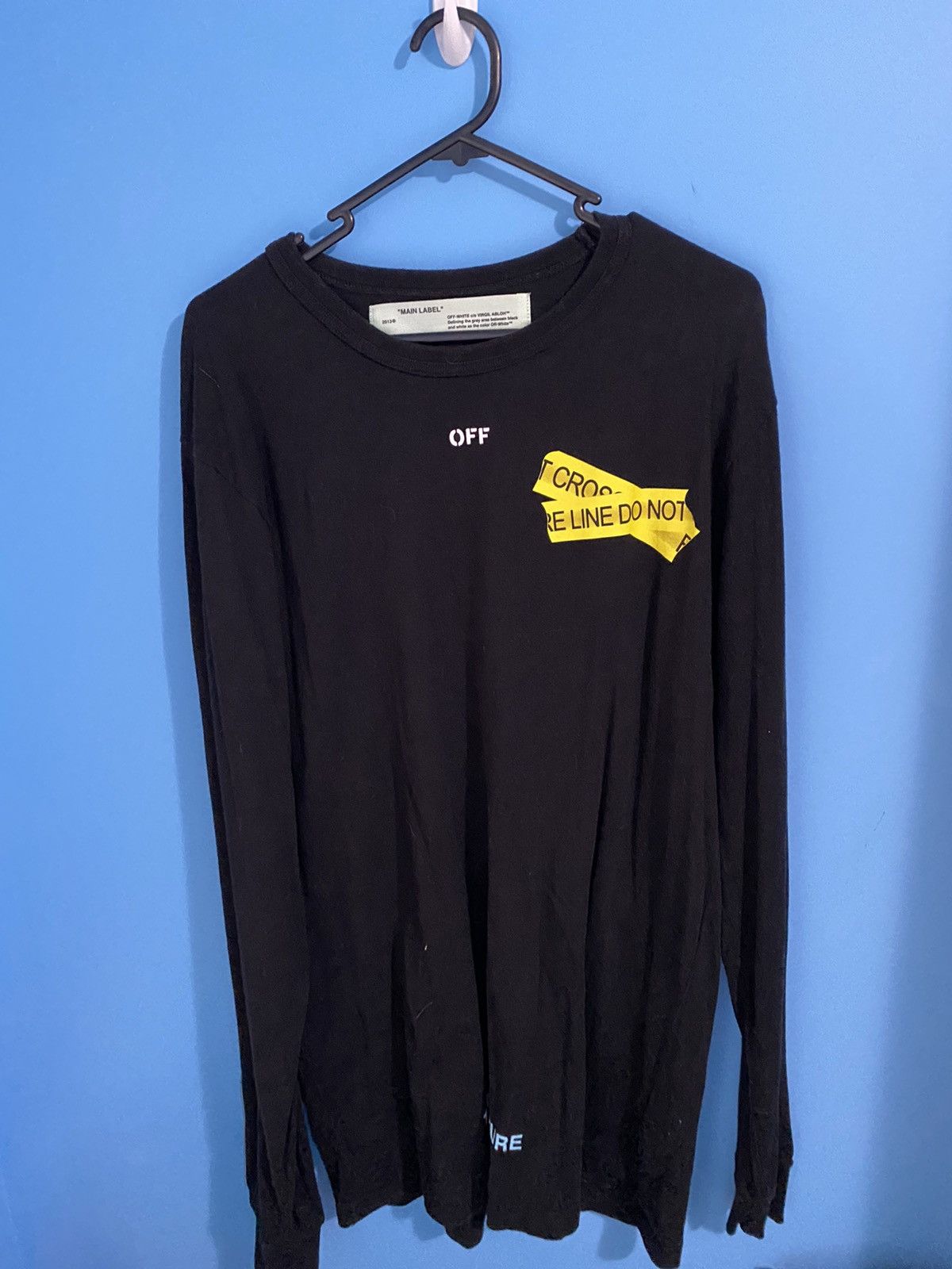 image of Off White Off-White Fire Tape L/s Tee in Black, Men's (Size XL)