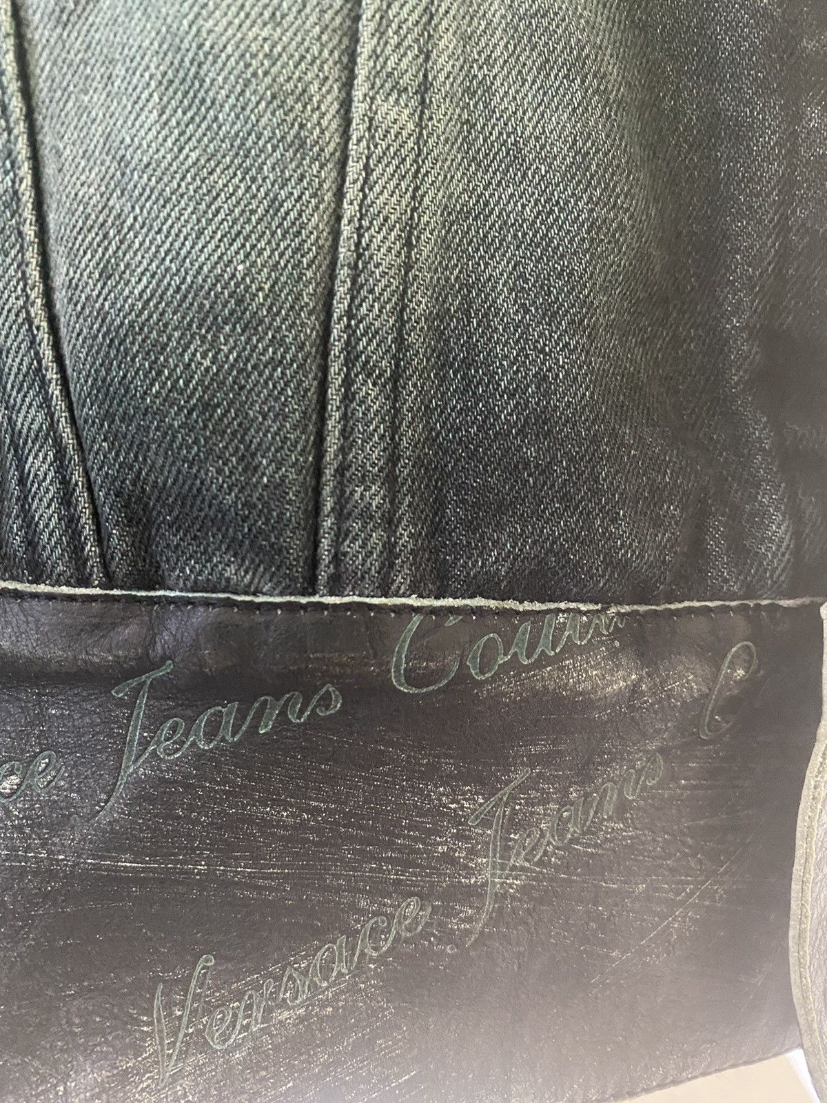 Designer × Versace × Versace Jeans Couture VERSACE JEANS COUTURE JEANS DENIM JACKET LEATHER AT BOTTOM Size US S / EU 44-46 / 1 - 6 Thumbnail