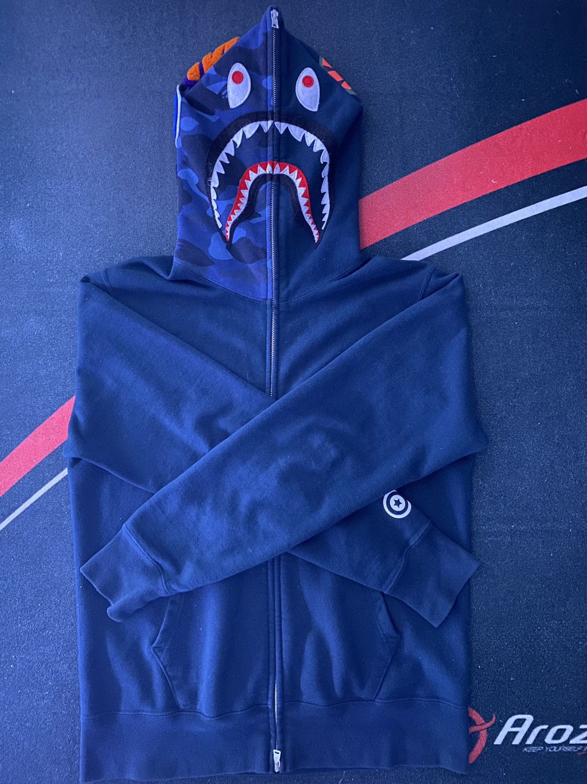 Bape Navy Full Zip Shark Hoodie