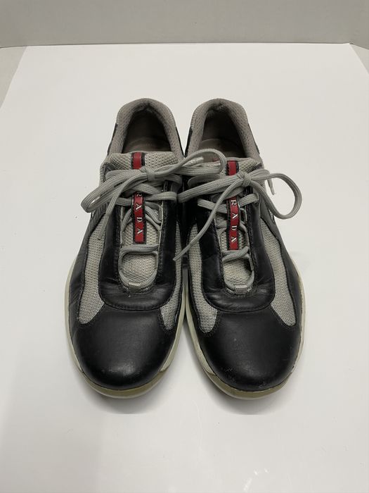 Prada Prada Americas Cup Black Navy Leather Shoes OG Red Tab | Grailed