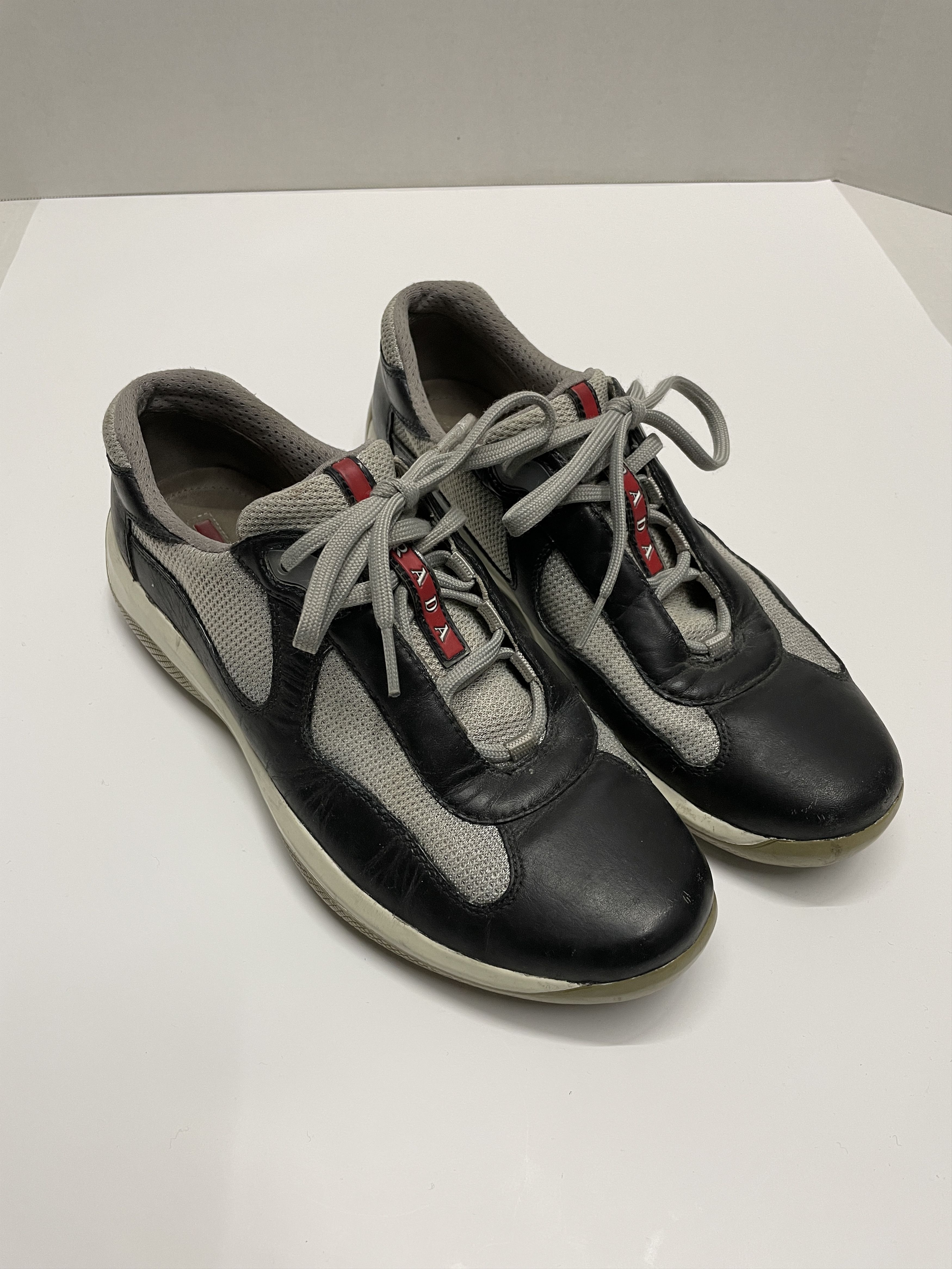 Prada Prada Americas Cup Black Navy Leather Shoes OG Red Tab | Grailed