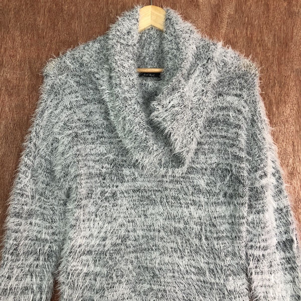 Homespun Knitwear Raf Raf White Black Mohair Turtle Neck Knitwear Size US M / EU 48-50 / 2 - 7 Thumbnail