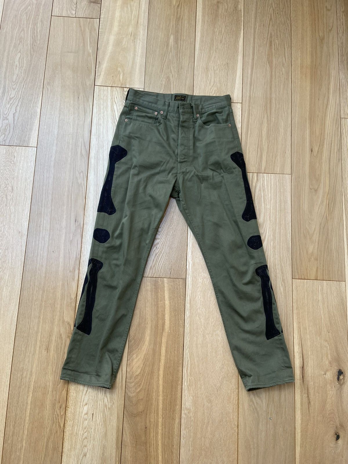 Kapital × Kapital Kountry KAPITAL kountry satin OKAGILLY pants skeleton bone  khaki 36 | Grailed