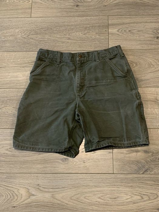 Carhartt Carhartt B25 MOS Green Washed Duck Carpenter Work Shorts | Grailed