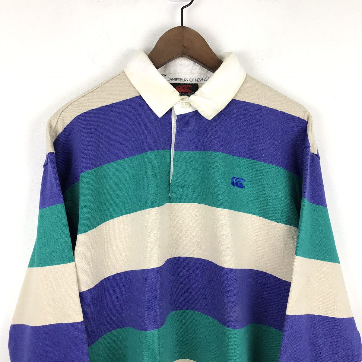 Canterbury of New Zealand 🍓FINAL DROP🍓SH0063 CANTERBURRY STRIPES LONGSLEEVE POLO SHIRT Size US L / EU 52-54 / 3 - 2 Thumbnail