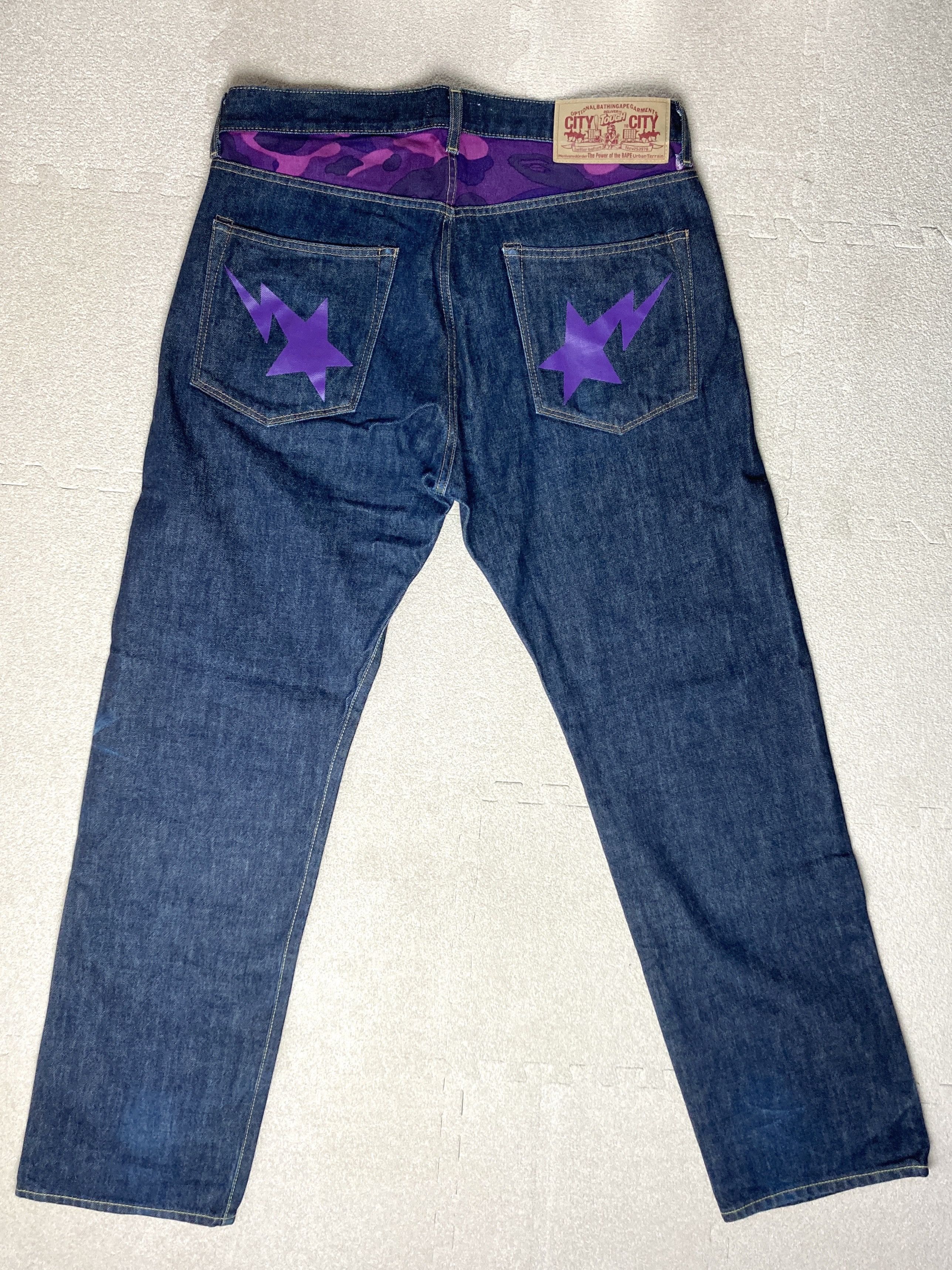 Bape Purple Star Sta Indigo Denim Size L From Japan