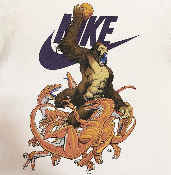 Nike Nike Jungle Pickup Game Basketball Kingkong & Raptor tee. Grailed