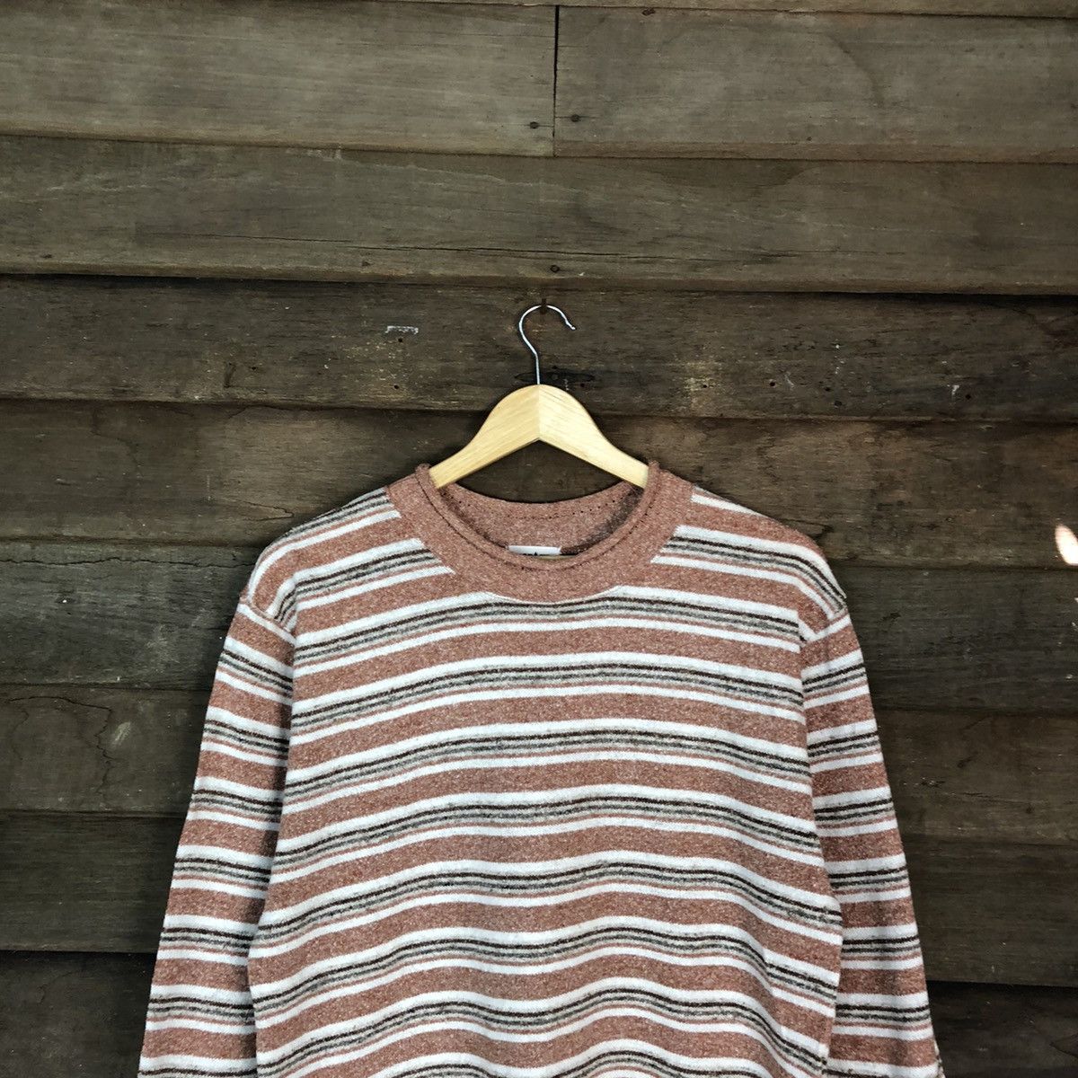 Japanese Brand × Vintage No Back Stripe Orange Knitwear Sweater #6760 Size US M / EU 48-50 / 2 - 2 Thumbnail