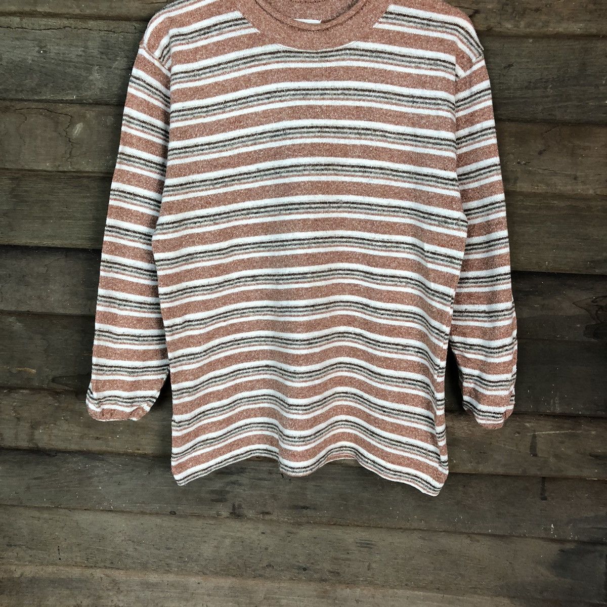 Japanese Brand × Vintage No Back Stripe Orange Knitwear Sweater #6760 Size US M / EU 48-50 / 2 - 3 Thumbnail