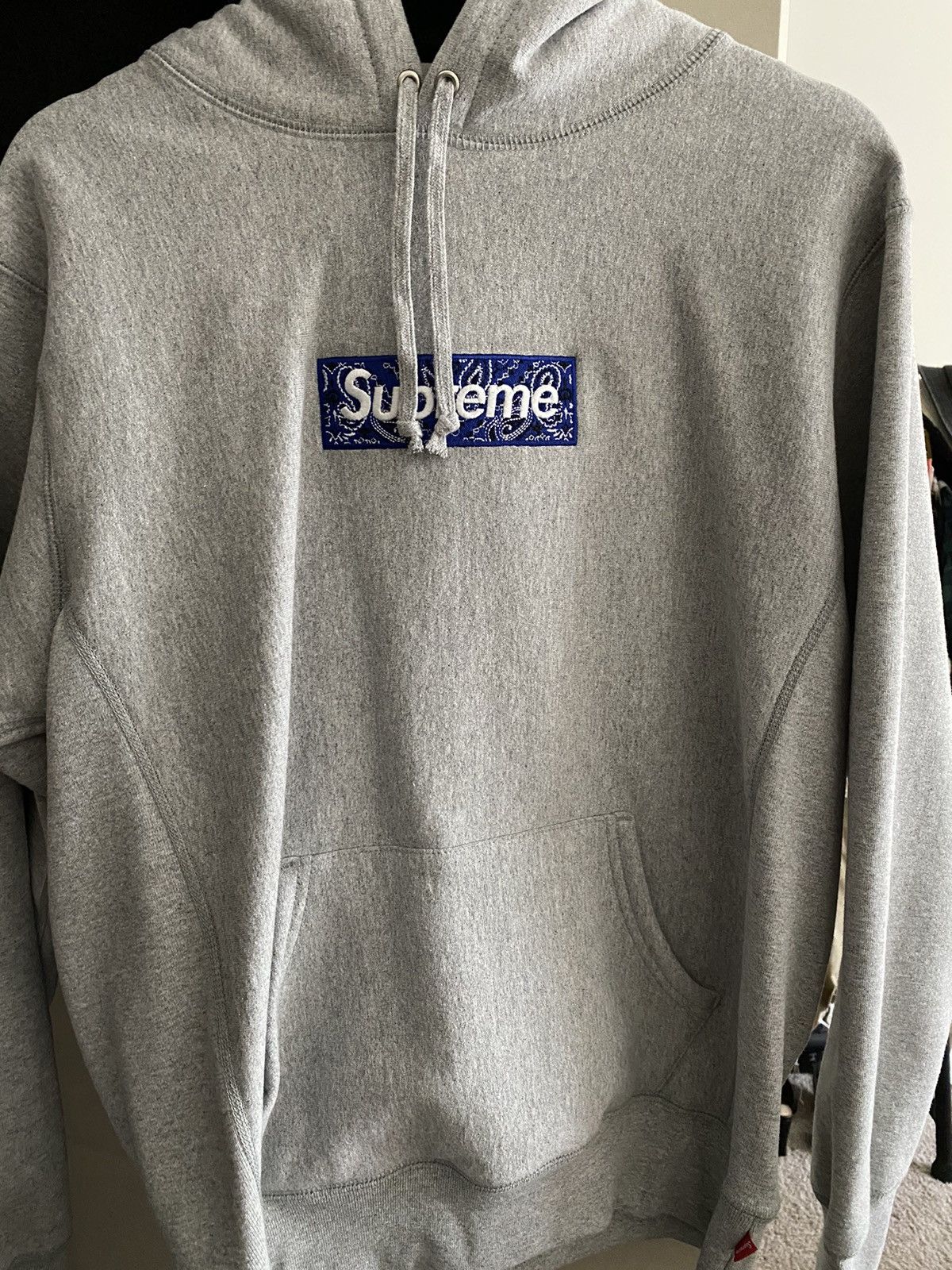 Supreme 100% Authentic Supreme Bandana Box Logo Hoodie Grey M | Grailed