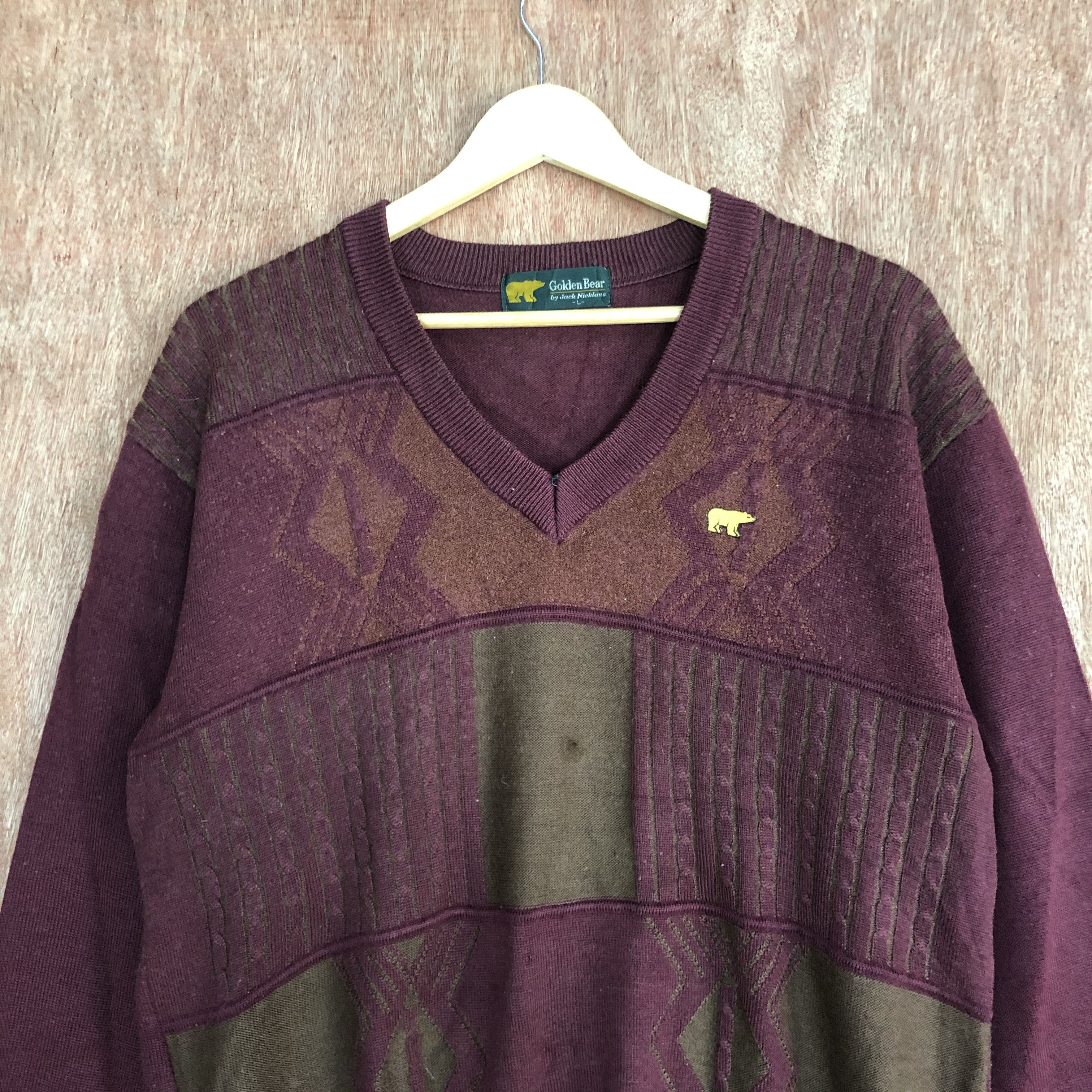 Golden Bear × Homespun Knitwear × Vintage DLL Golden Bear Maroon Knitwear vintage art #c502 Size US L / EU 52-54 / 3 - 4 Thumbnail
