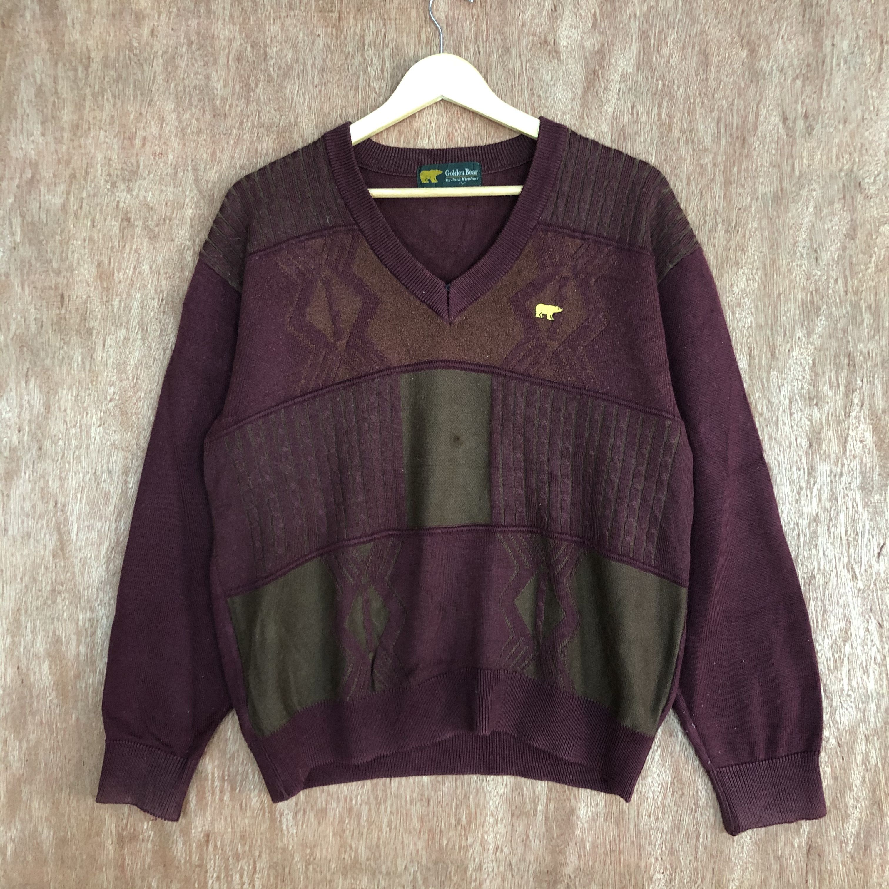 Golden Bear × Homespun Knitwear × Vintage DLL Golden Bear Maroon Knitwear vintage art #c502 Size US L / EU 52-54 / 3 - 2 Thumbnail