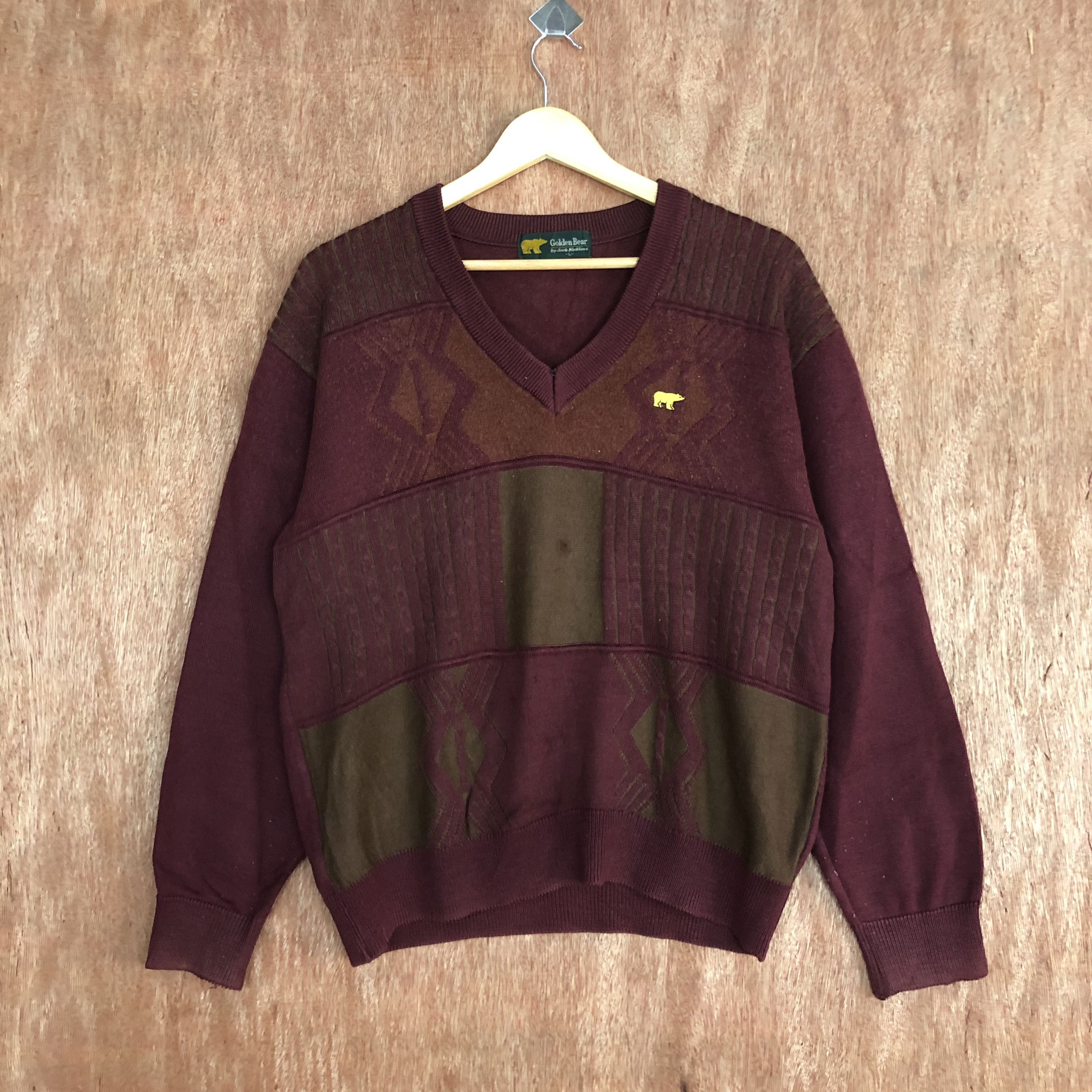 Golden Bear × Homespun Knitwear × Vintage DLL Golden Bear Maroon Knitwear vintage art #c502 Size US L / EU 52-54 / 3 - 1 Thumbnail