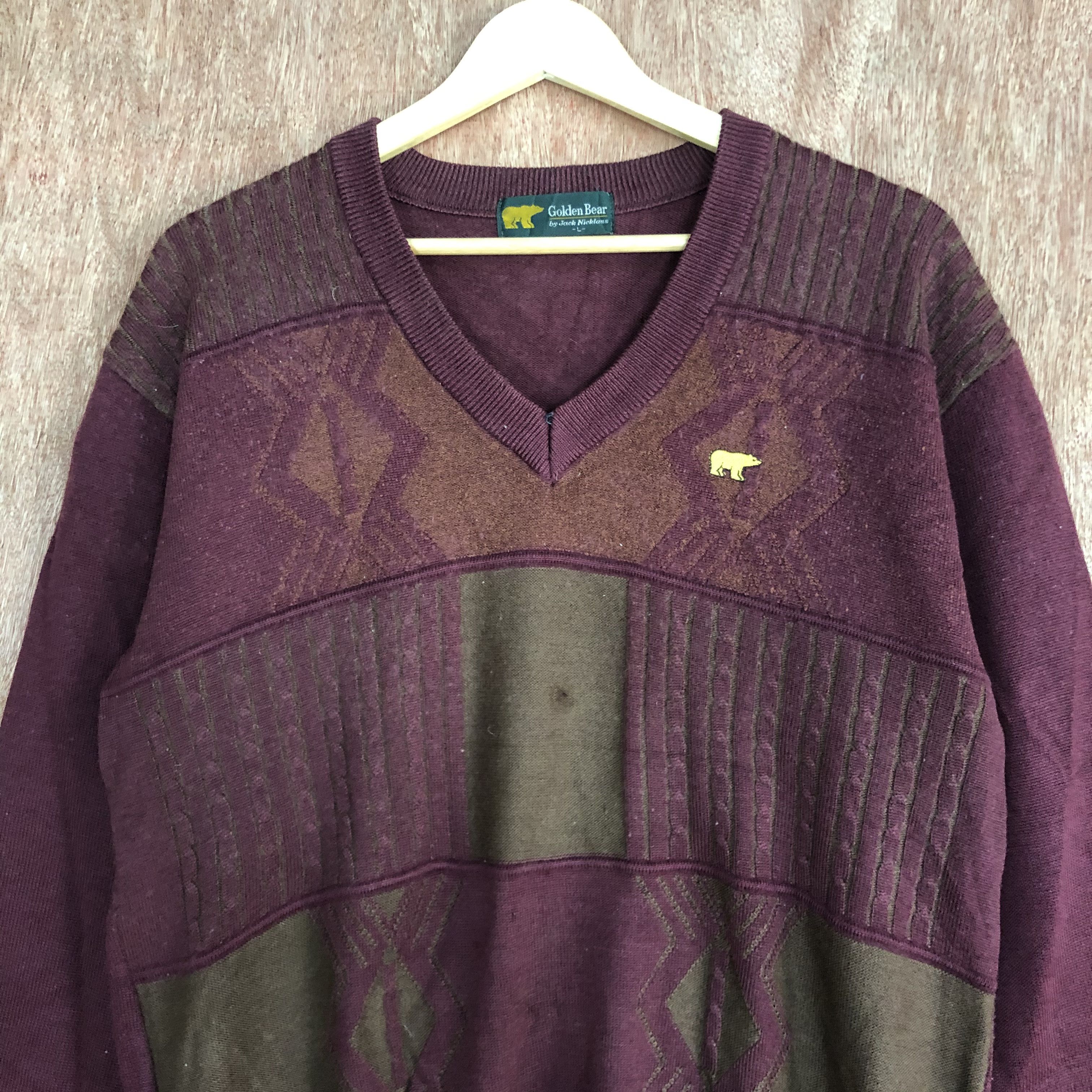 Golden Bear × Homespun Knitwear × Vintage DLL Golden Bear Maroon Knitwear vintage art #c502 Size US L / EU 52-54 / 3 - 8 Thumbnail