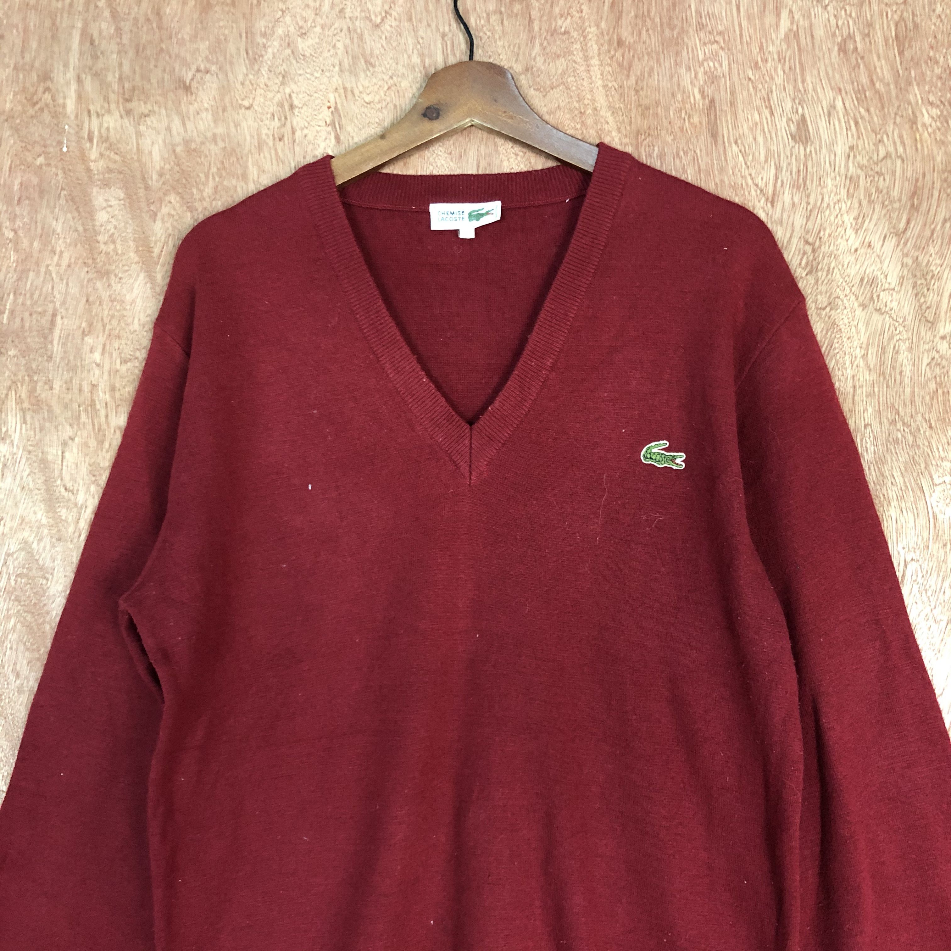 Homespun Knitwear × Lacoste DLL Chemise Lacoste Red Knitwear vintage plain #c571 Size US M / EU 48-50 / 2 - 8 Thumbnail
