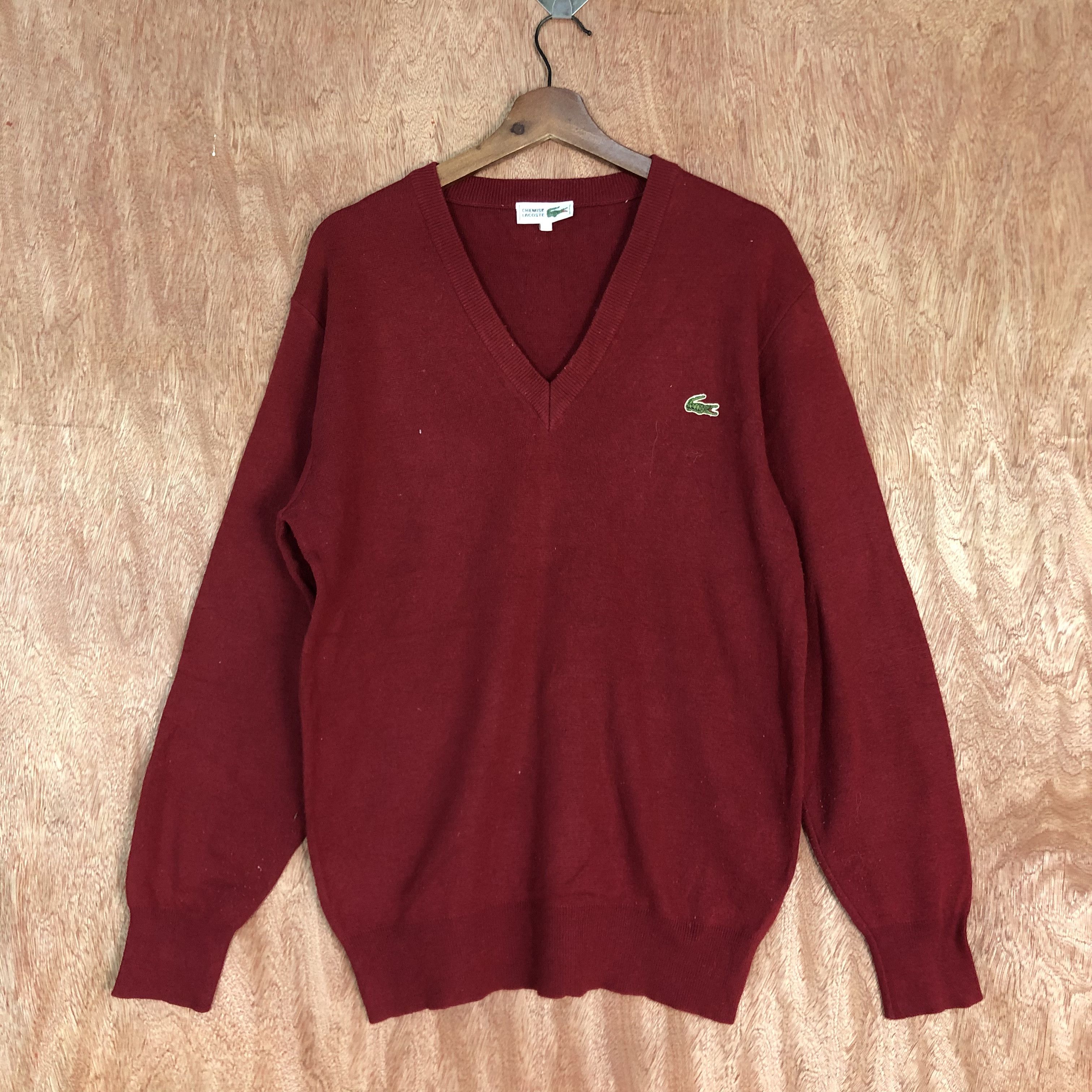 Homespun Knitwear × Lacoste DLL Chemise Lacoste Red Knitwear vintage plain #c571 Size US M / EU 48-50 / 2 - 1 Thumbnail