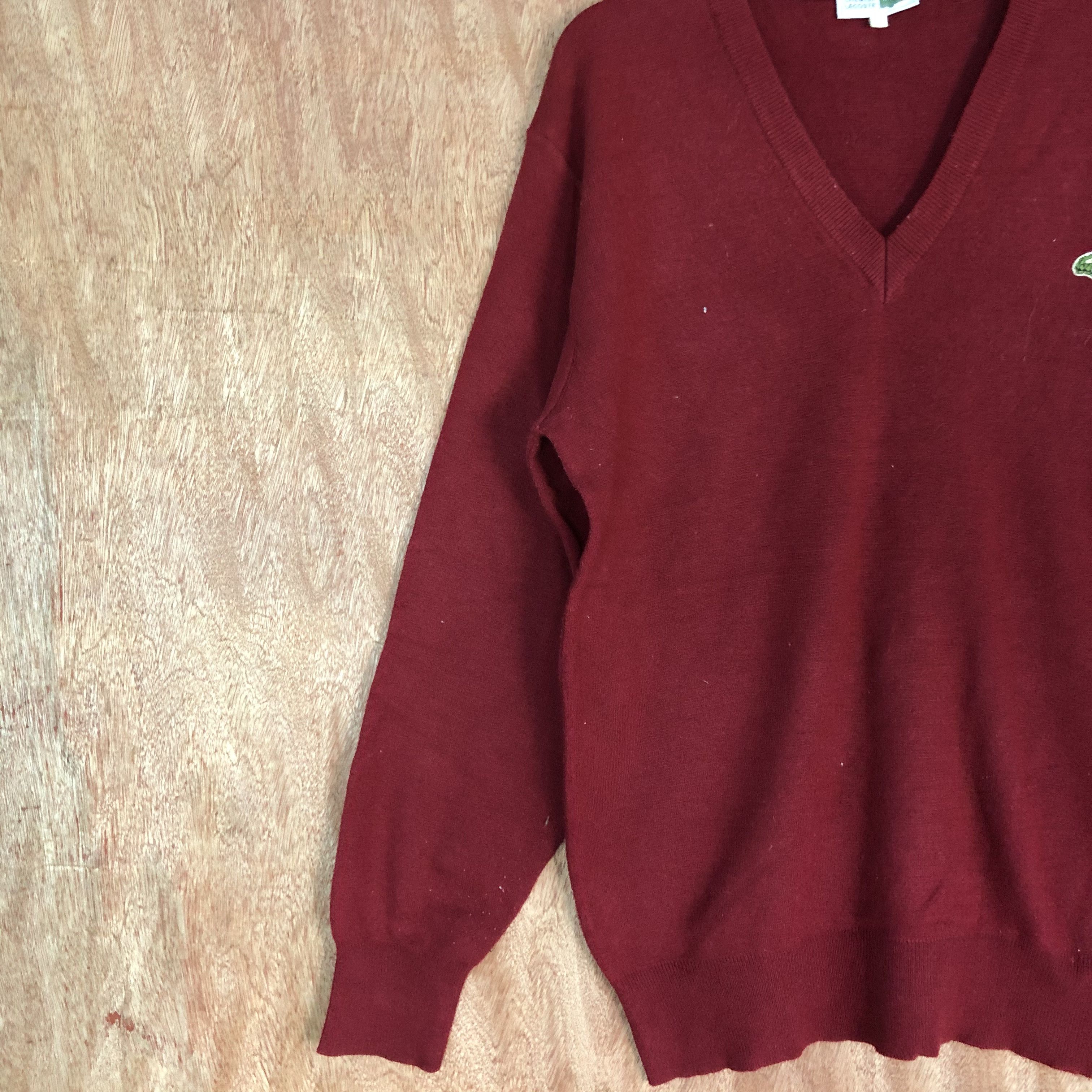 Homespun Knitwear × Lacoste DLL Chemise Lacoste Red Knitwear vintage plain #c571 Size US M / EU 48-50 / 2 - 7 Thumbnail