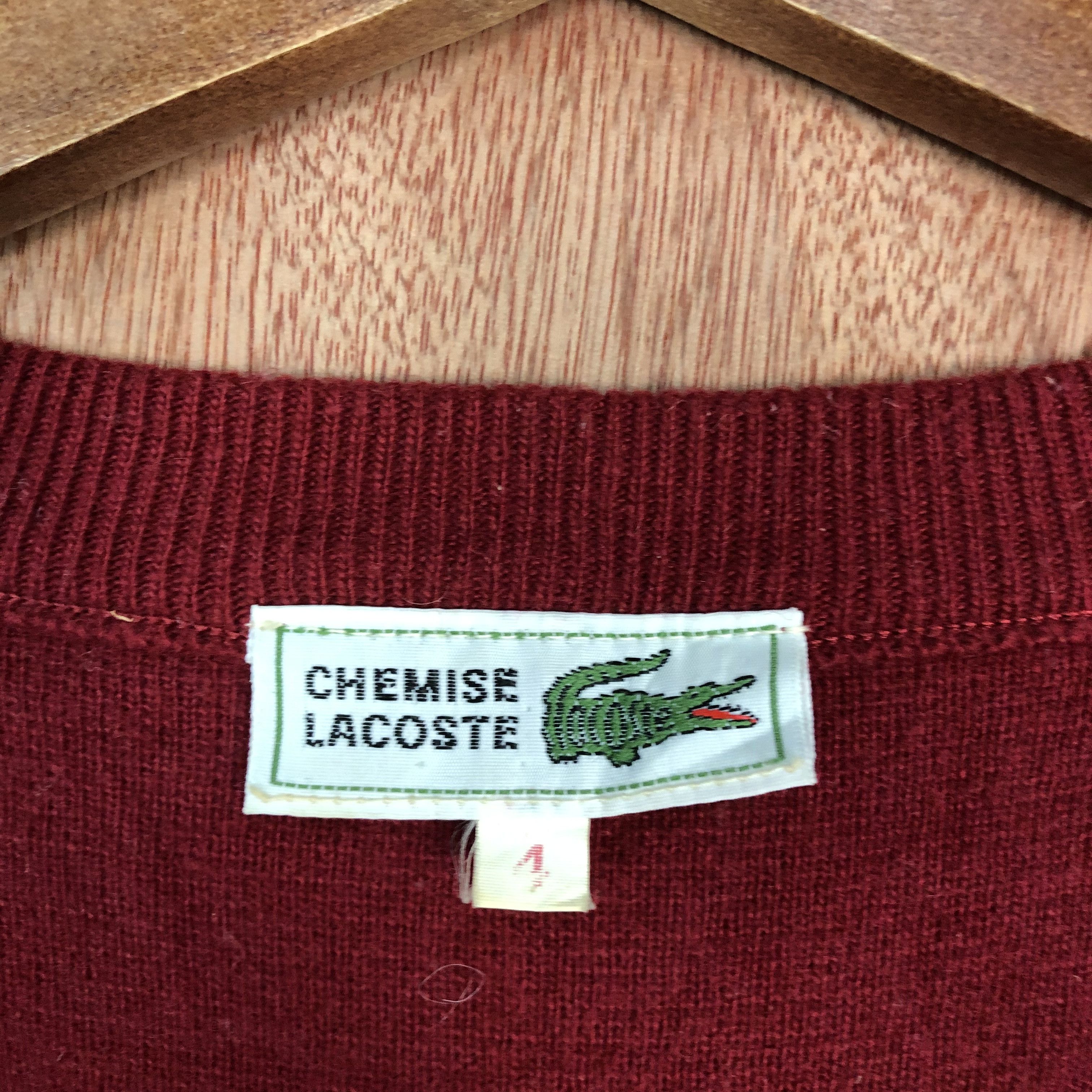 Homespun Knitwear × Lacoste DLL Chemise Lacoste Red Knitwear vintage plain #c571 Size US M / EU 48-50 / 2 - 10 Thumbnail