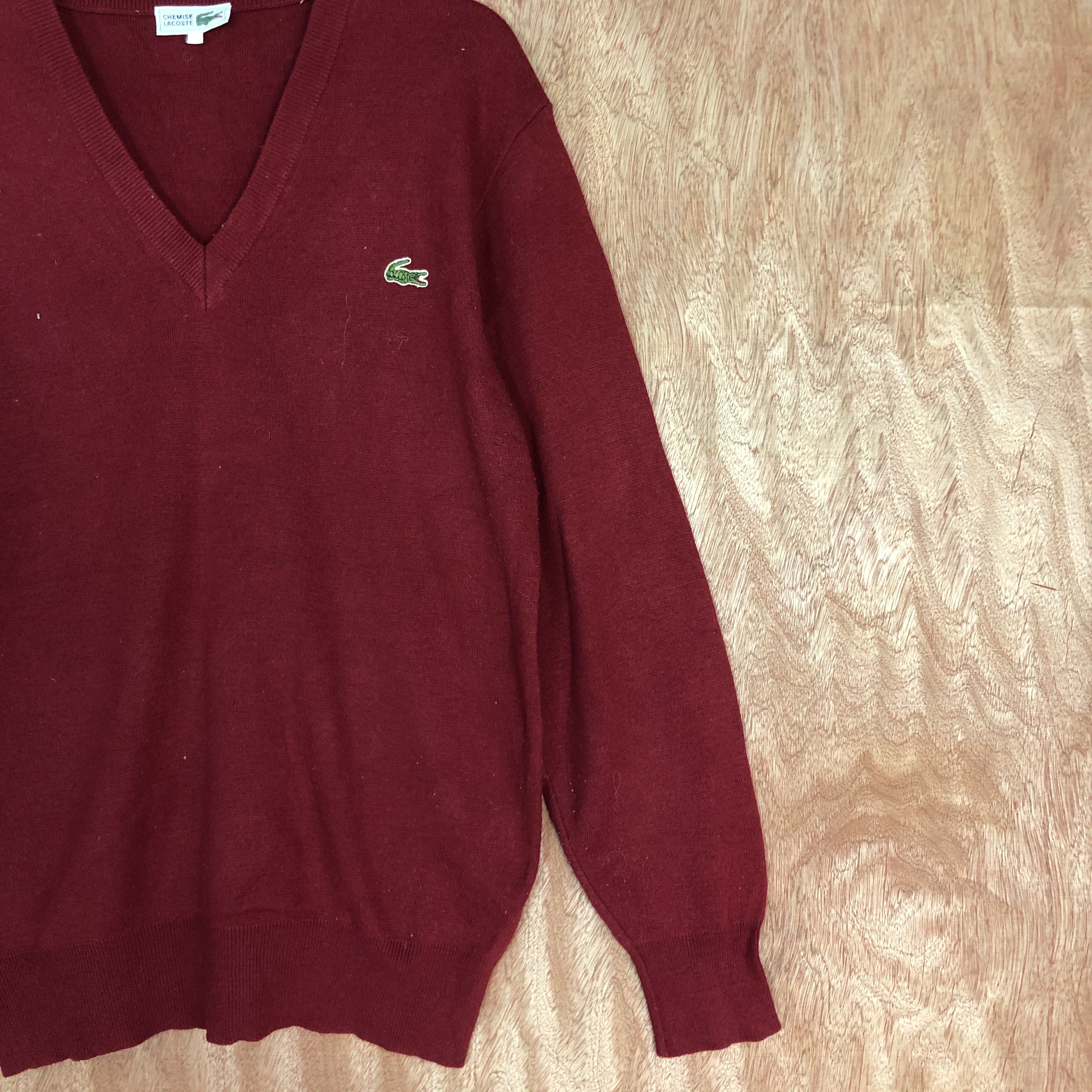 Homespun Knitwear × Lacoste DLL Chemise Lacoste Red Knitwear vintage plain #c571 Size US M / EU 48-50 / 2 - 5 Thumbnail