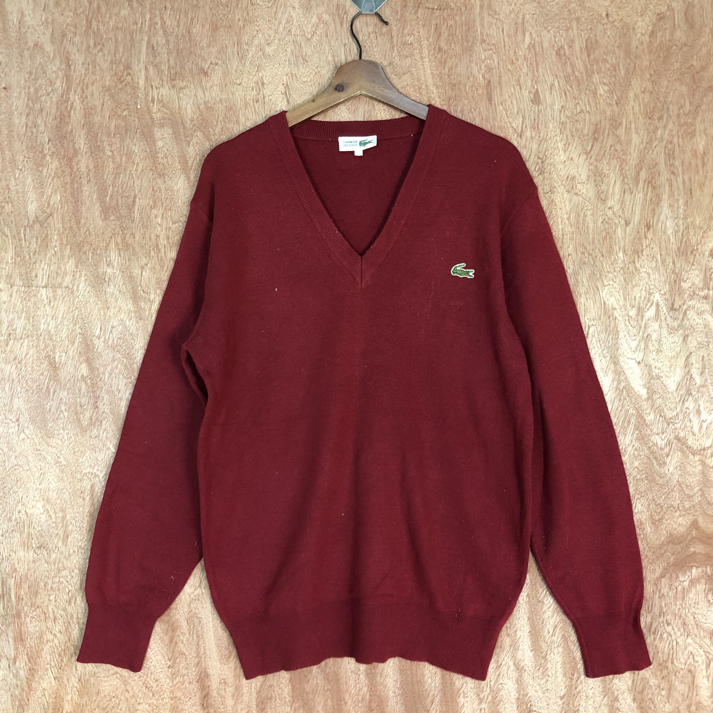 Homespun Knitwear × Lacoste DLL Chemise Lacoste Red Knitwear vintage plain #c571 Size US M / EU 48-50 / 2 - 3 Thumbnail