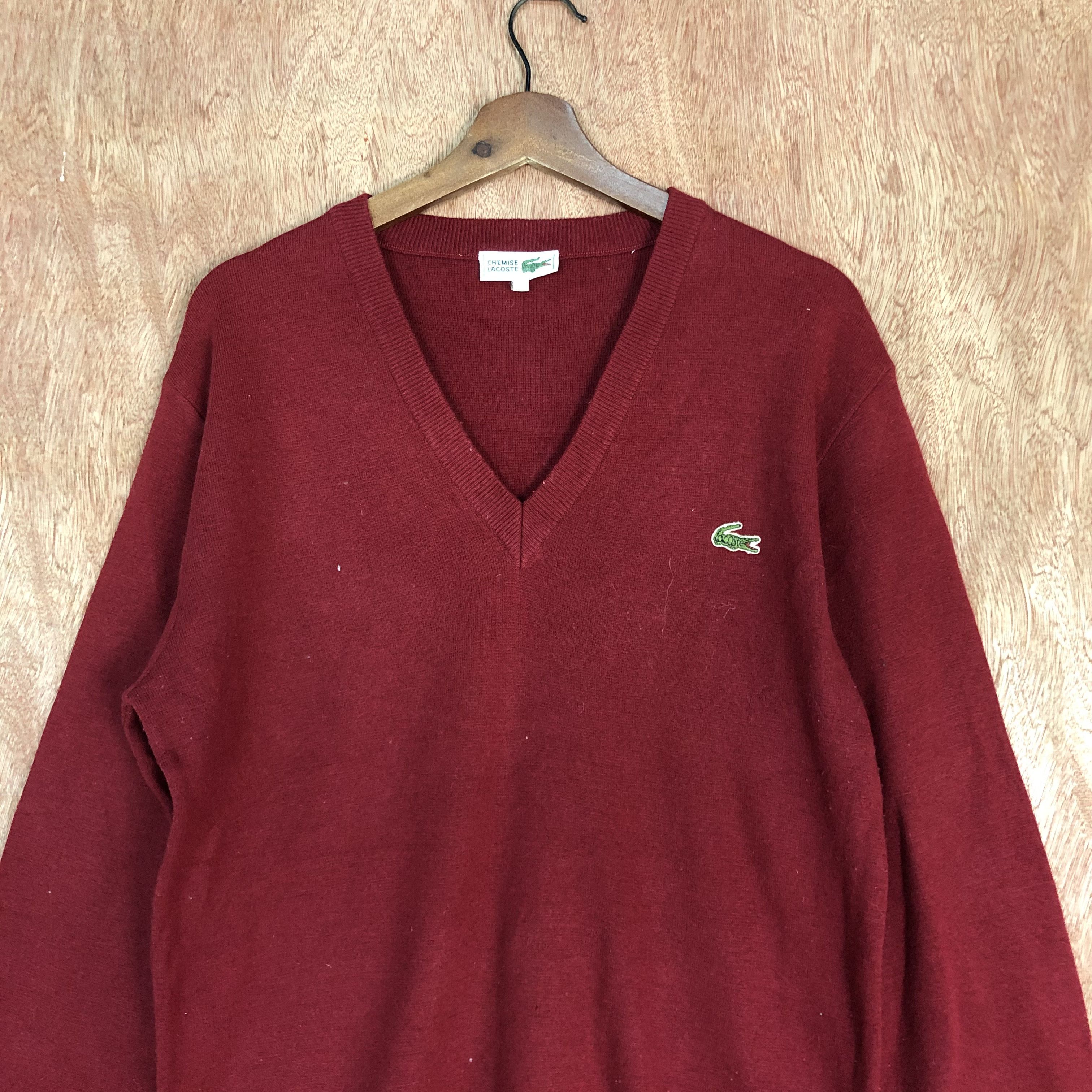 Homespun Knitwear × Lacoste DLL Chemise Lacoste Red Knitwear vintage plain #c571 Size US M / EU 48-50 / 2 - 2 Thumbnail