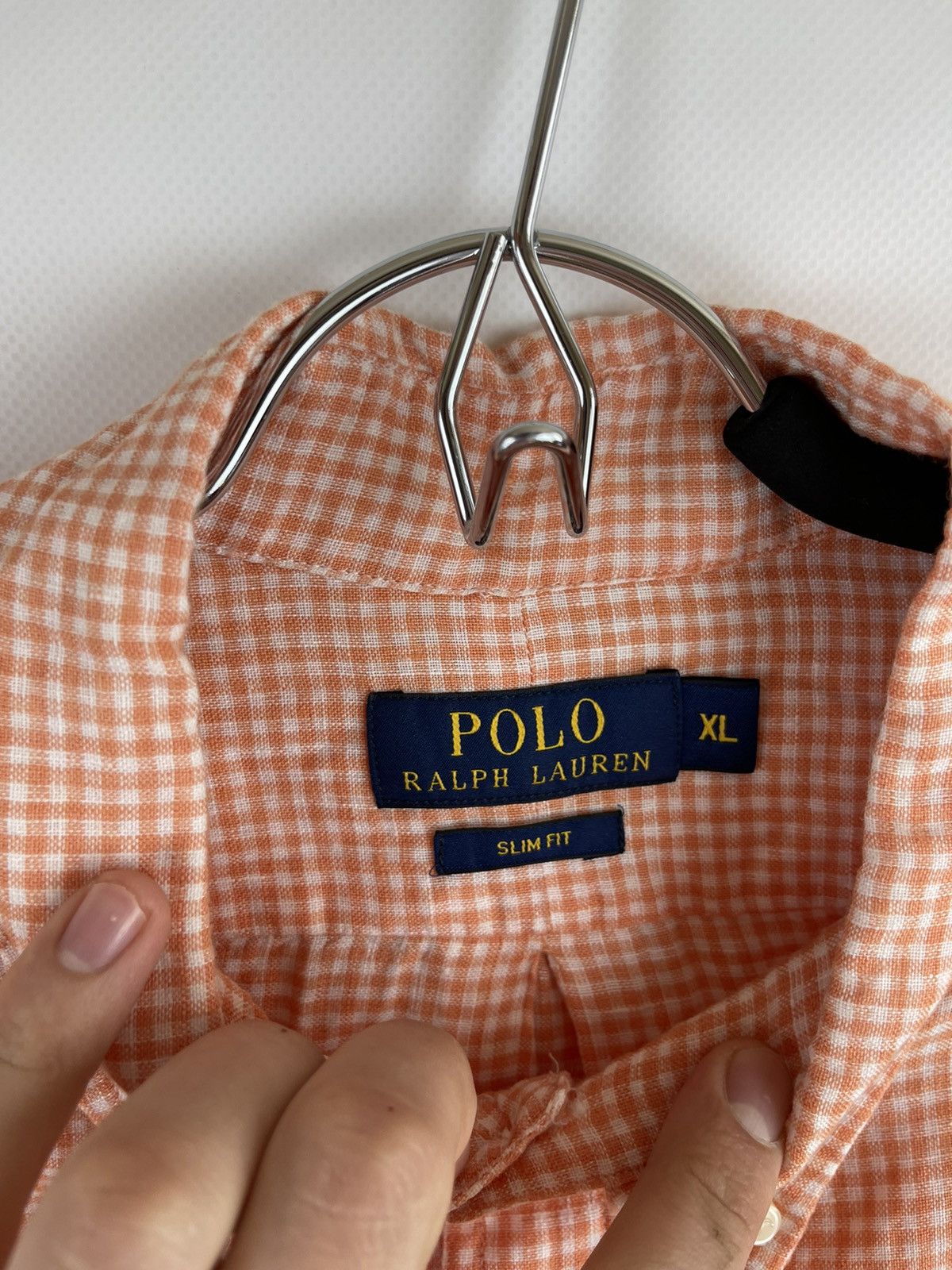 Polo Ralph Lauren Polo Ralph Lauren checkered 100% linen peach pearl shirt Size US XL / EU 56 / 4 - 7 Thumbnail